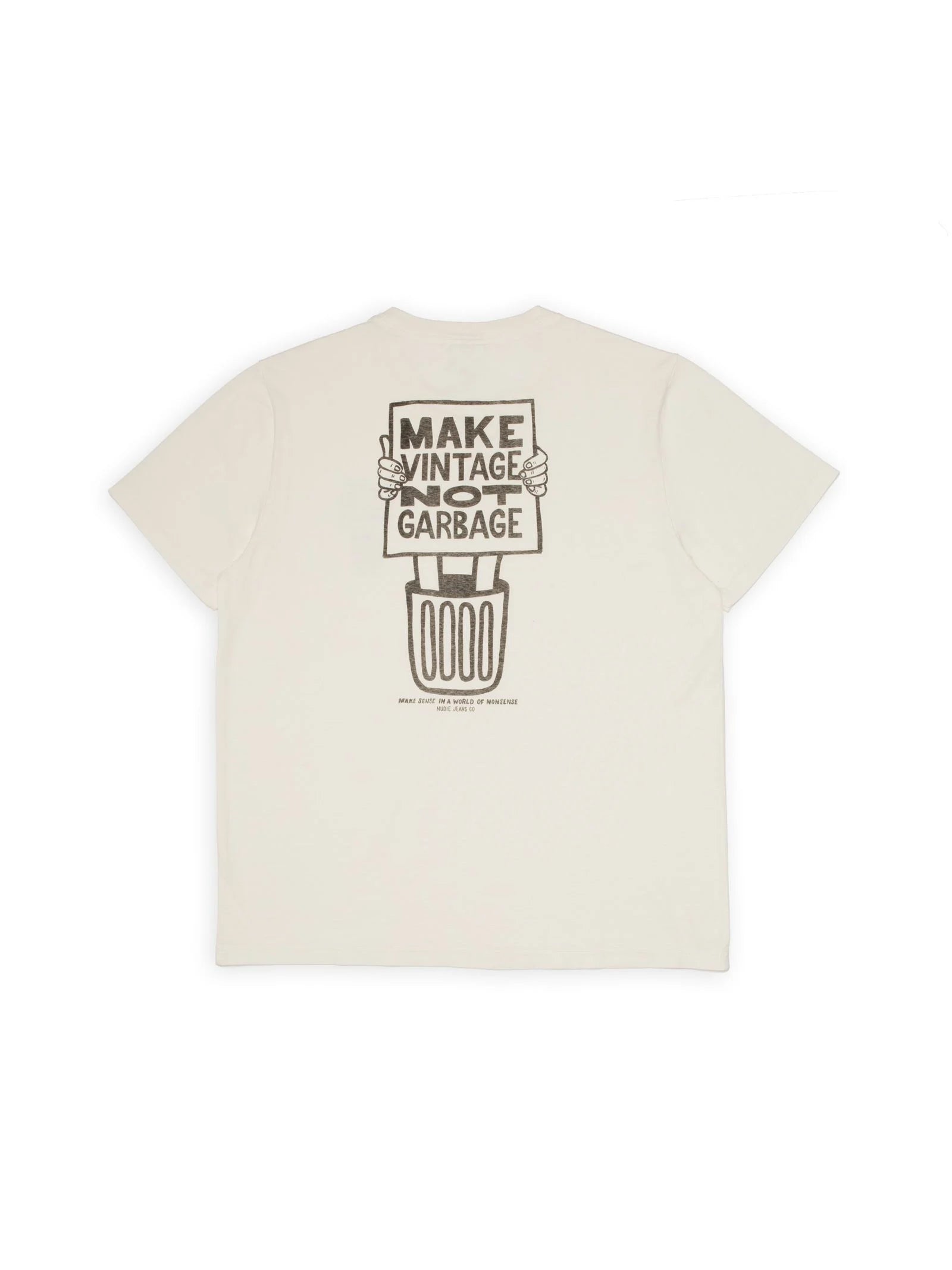 NUDIE JEANS ROY GARBAGE T-SHIRT - CHALK WHITE