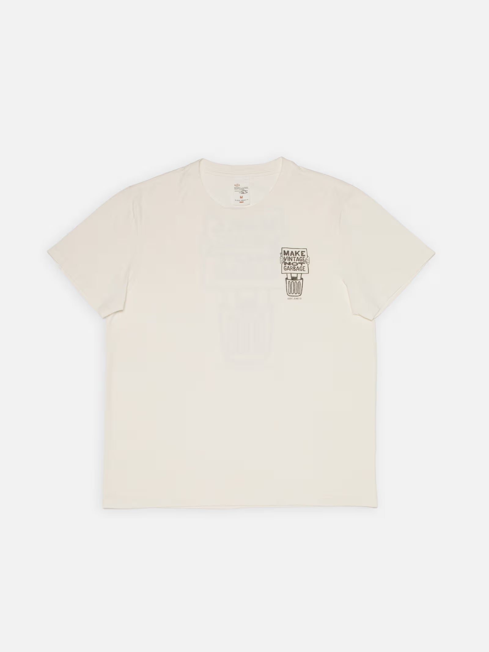 NUDIE JEANS ROY GARBAGE T-SHIRT - CHALK WHITE