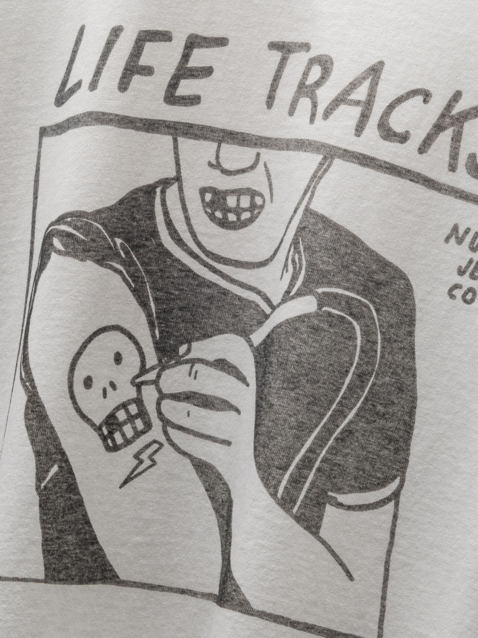 Nudie Jeans Roy Life Tracks T-Shirt — Chalk White — view 2