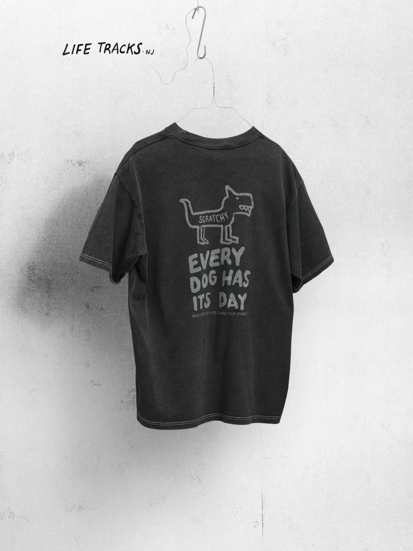 Koffe Scratched Tracks T-Shirt — Antracite — view 2