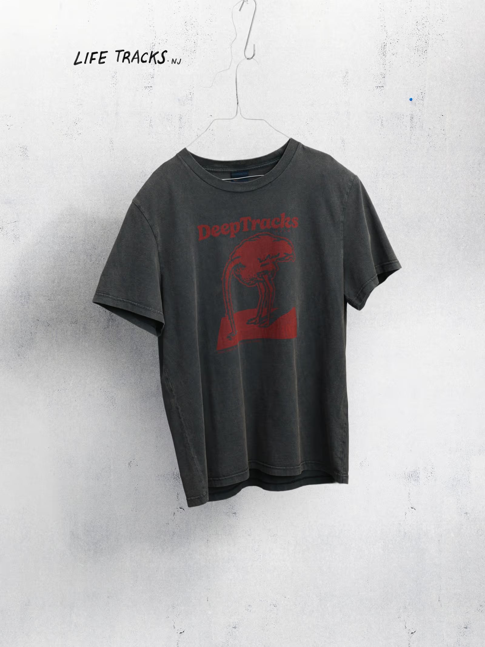 NUDIE JEANS ROY DEEP TRACKS T-SHIRT - ANTRACITE