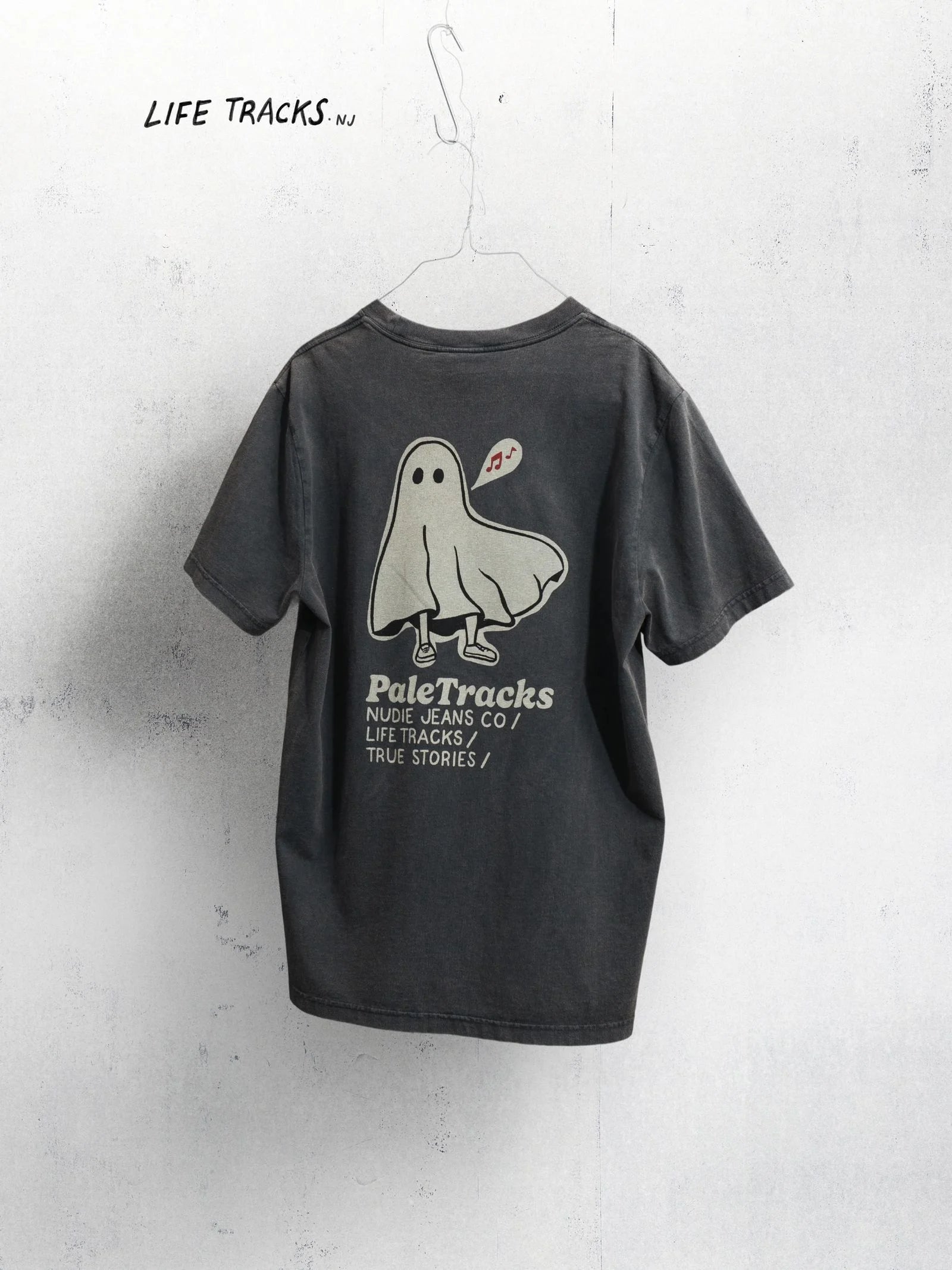 NUDIE JEANS ROY PALE TRACKS T-SHIRT - ANTRACITE