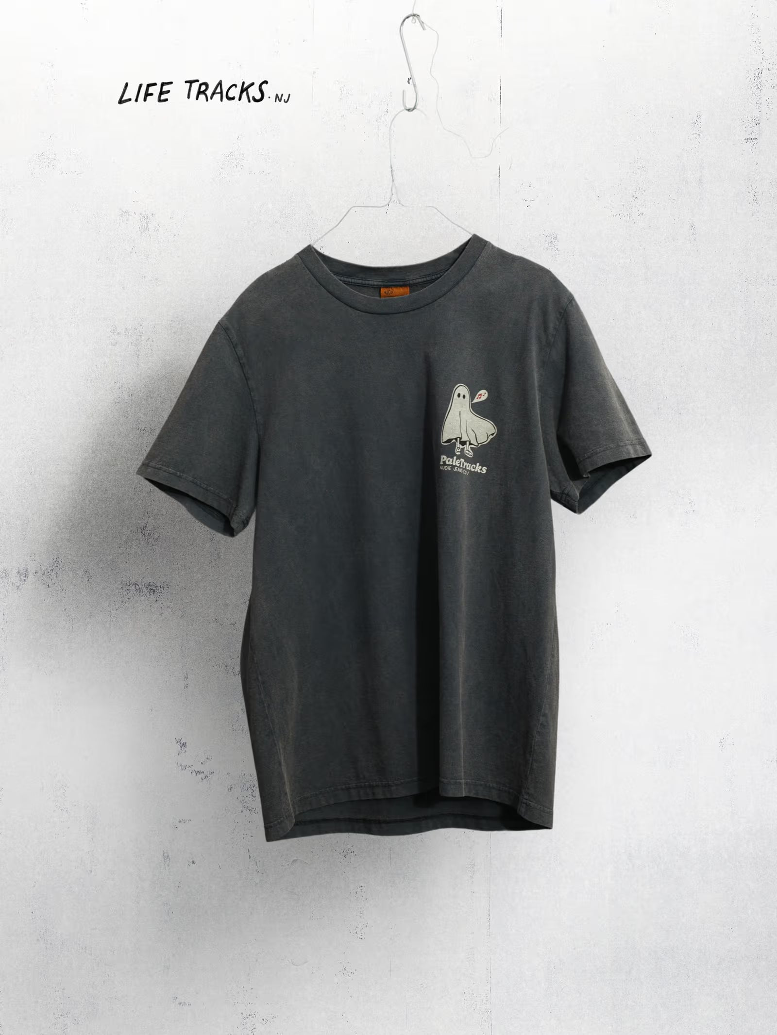 NUDIE JEANS ROY PALE TRACKS T-SHIRT - ANTRACITE