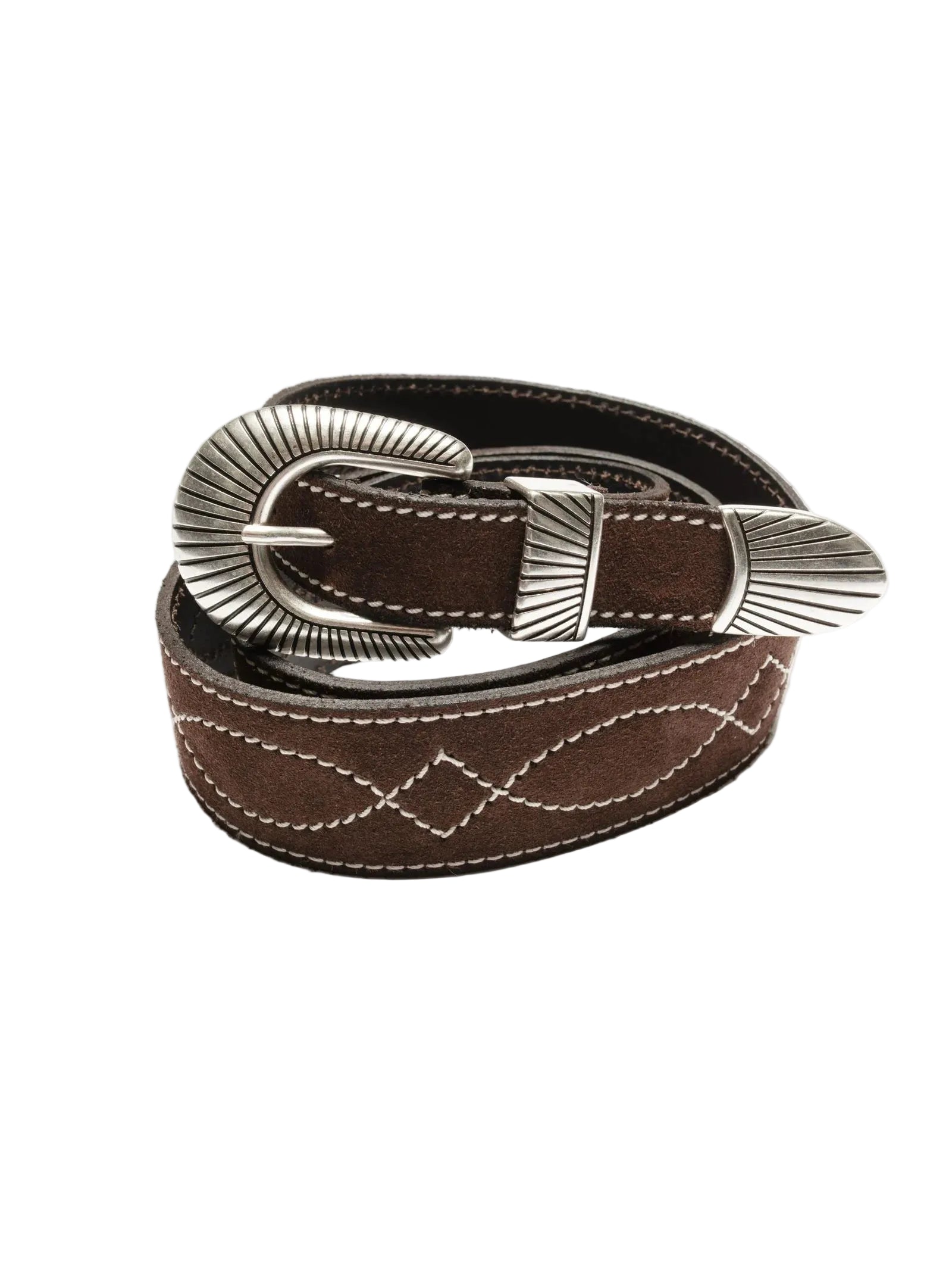 Nudie Jeans Western Ranch Suede Belt — Toffee Brown — front view