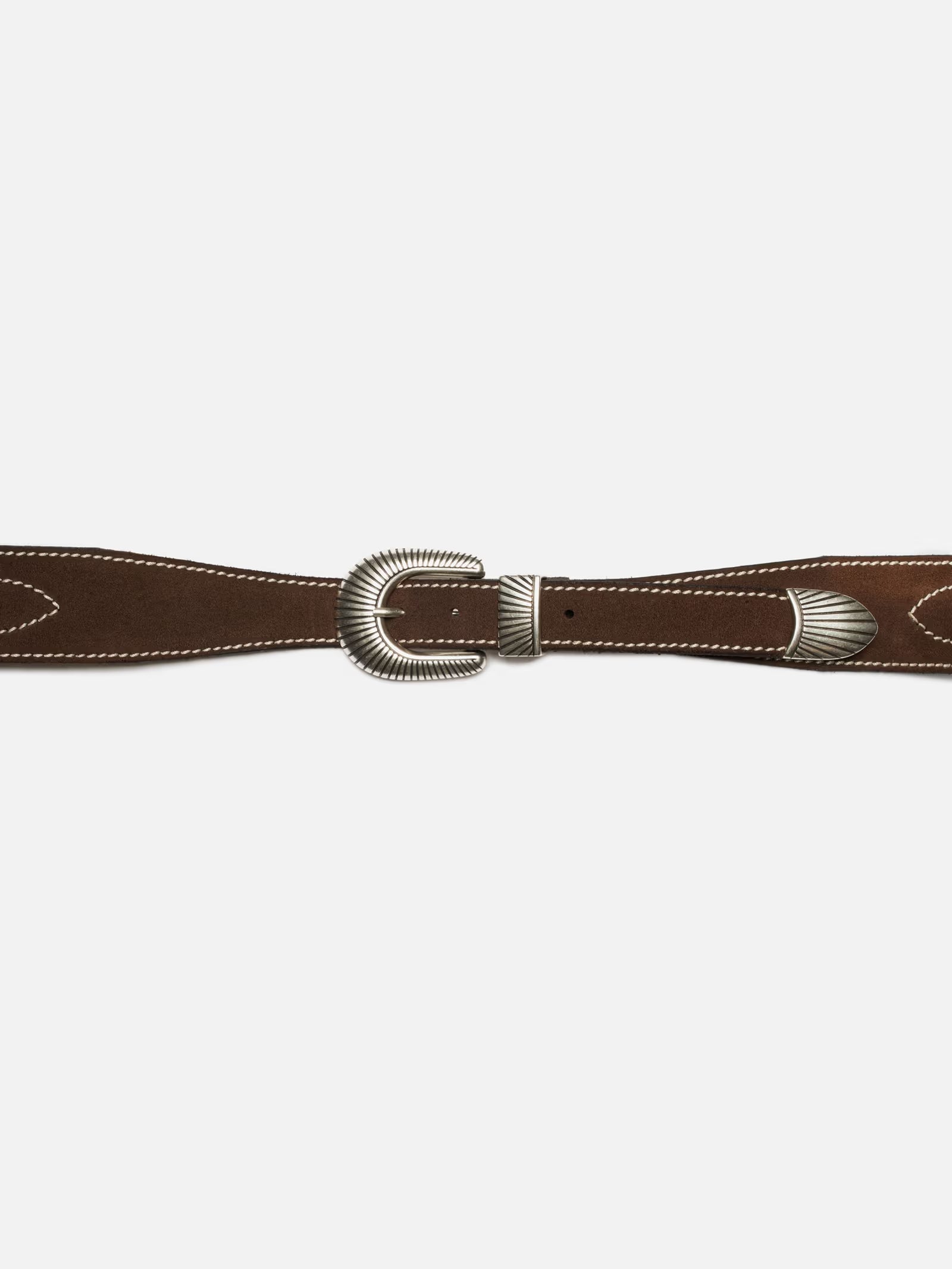 Nudie Jeans Western Ranch Suede Belt — Toffee Brown — view 2