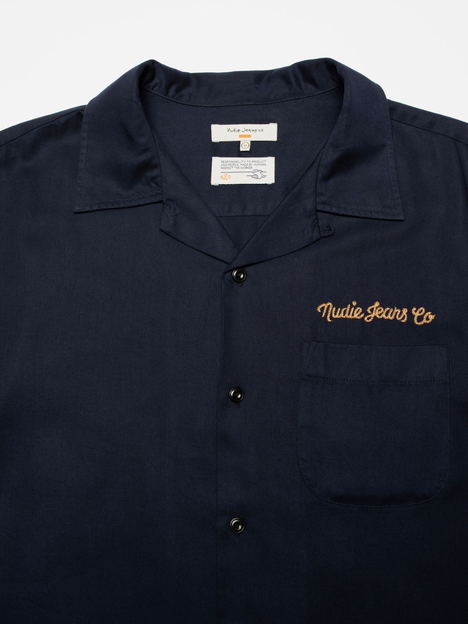 Nudie Jeans Arthur Bowling Shirt 8 Wonders — Navy — view 5