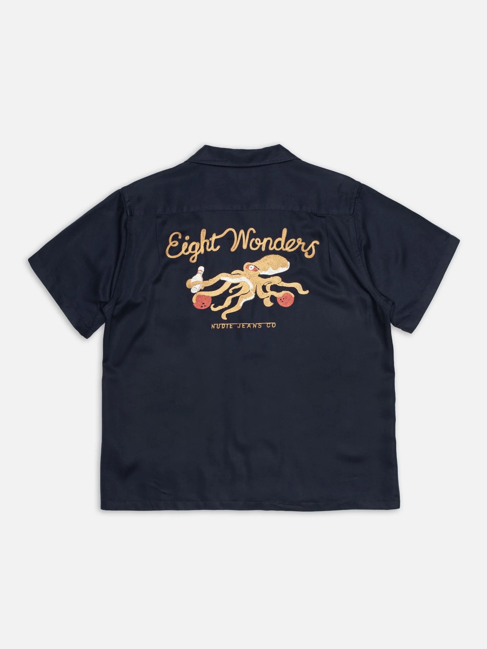 Nudie Jeans Arthur Bowling Shirt 8 Wonders — Navy — view 4