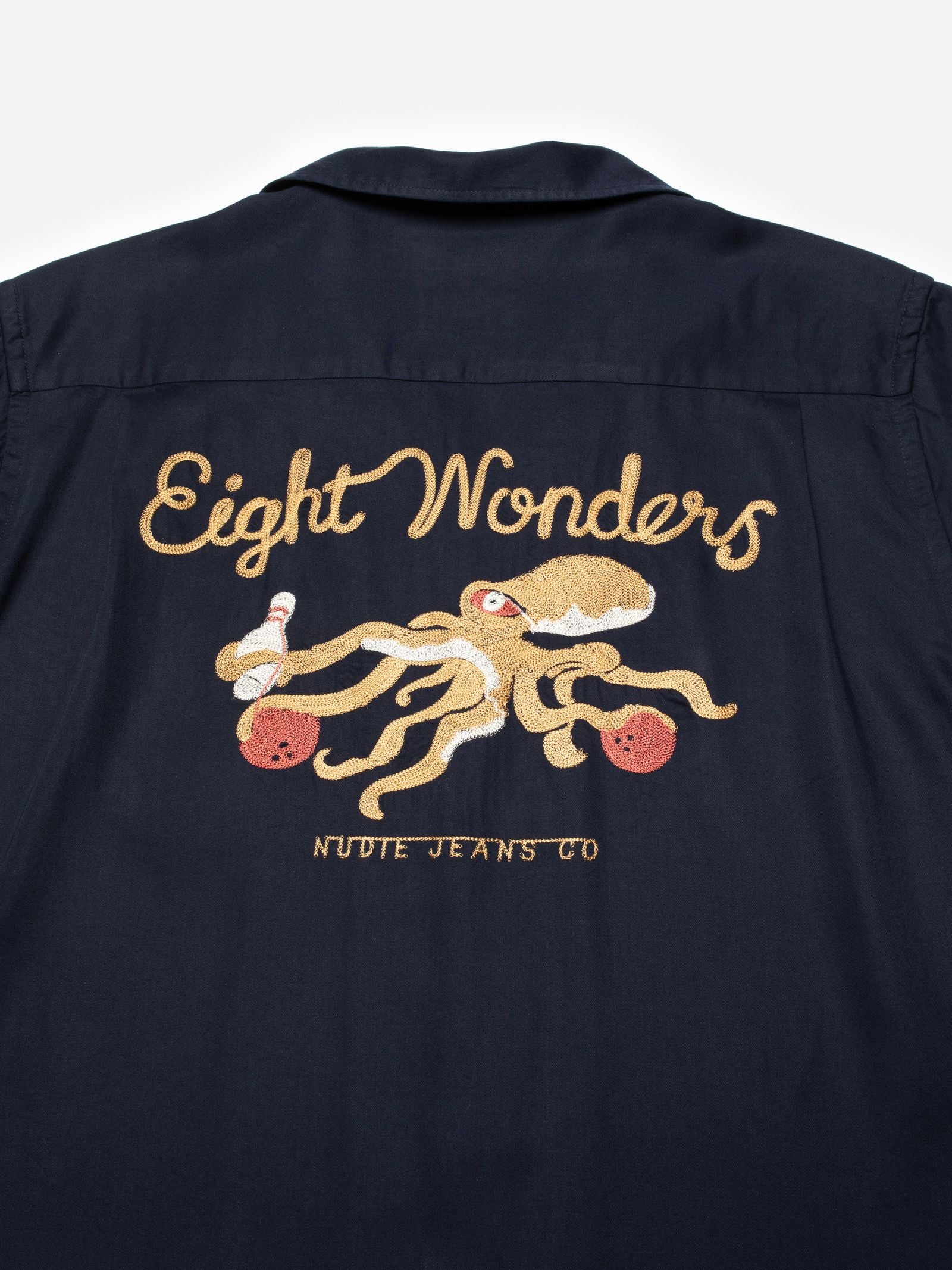 Nudie Jeans Arthur Bowling Shirt 8 Wonders — Navy — view 6