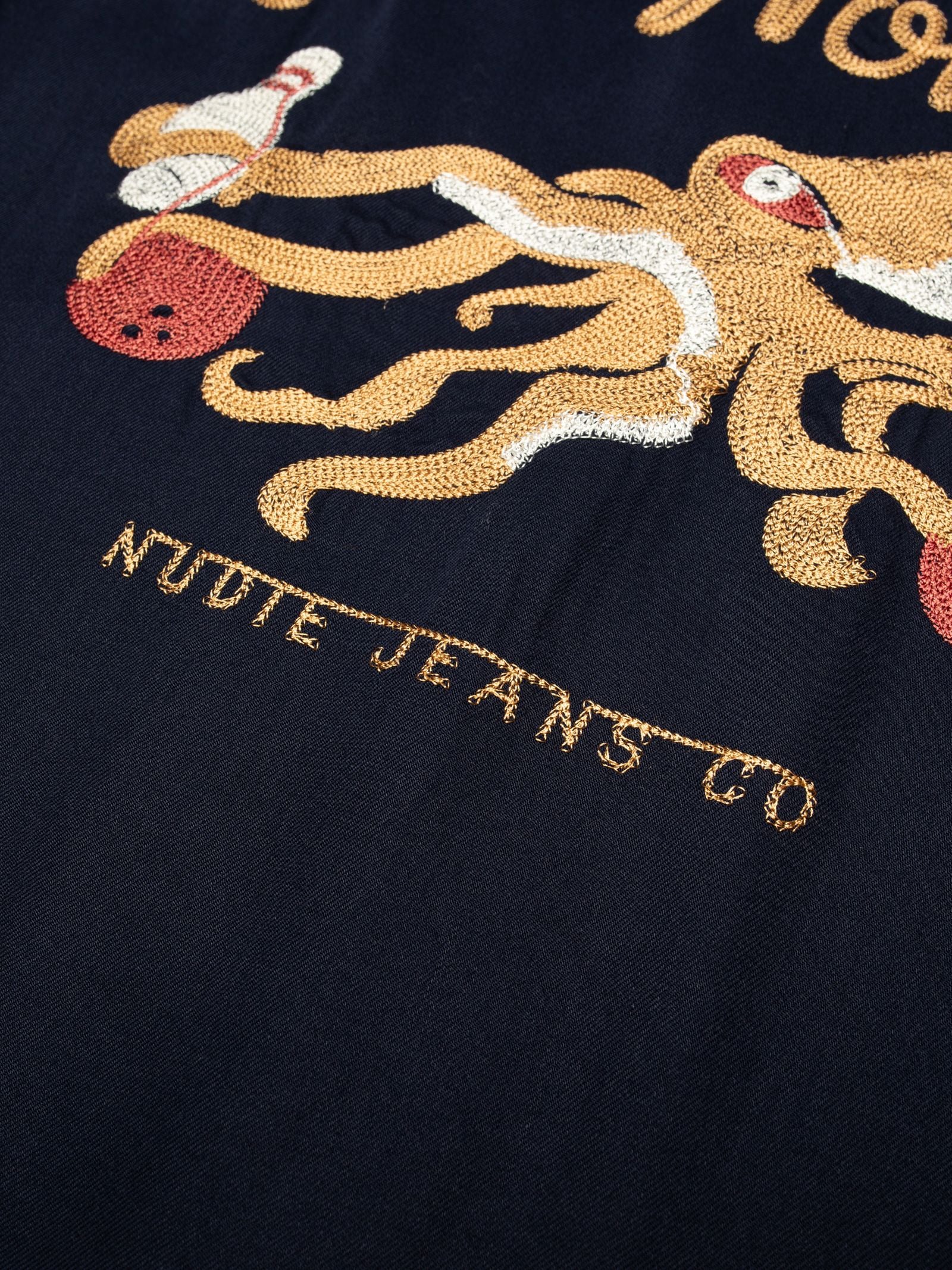 Nudie Jeans Arthur Bowling Shirt 8 Wonders — Navy — view 7