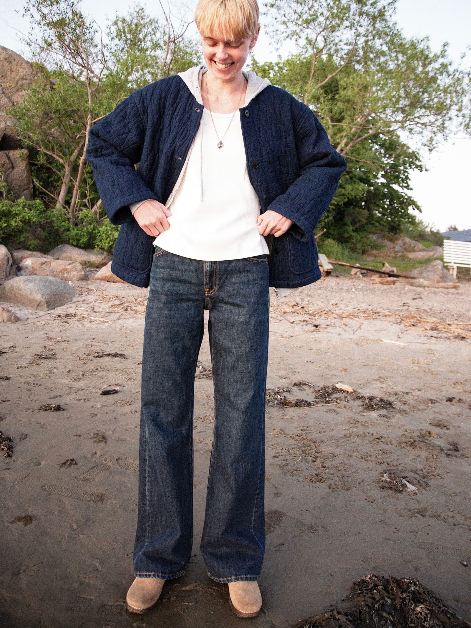 Nudie Jeans Wide Heidi — Warm Wave — front view