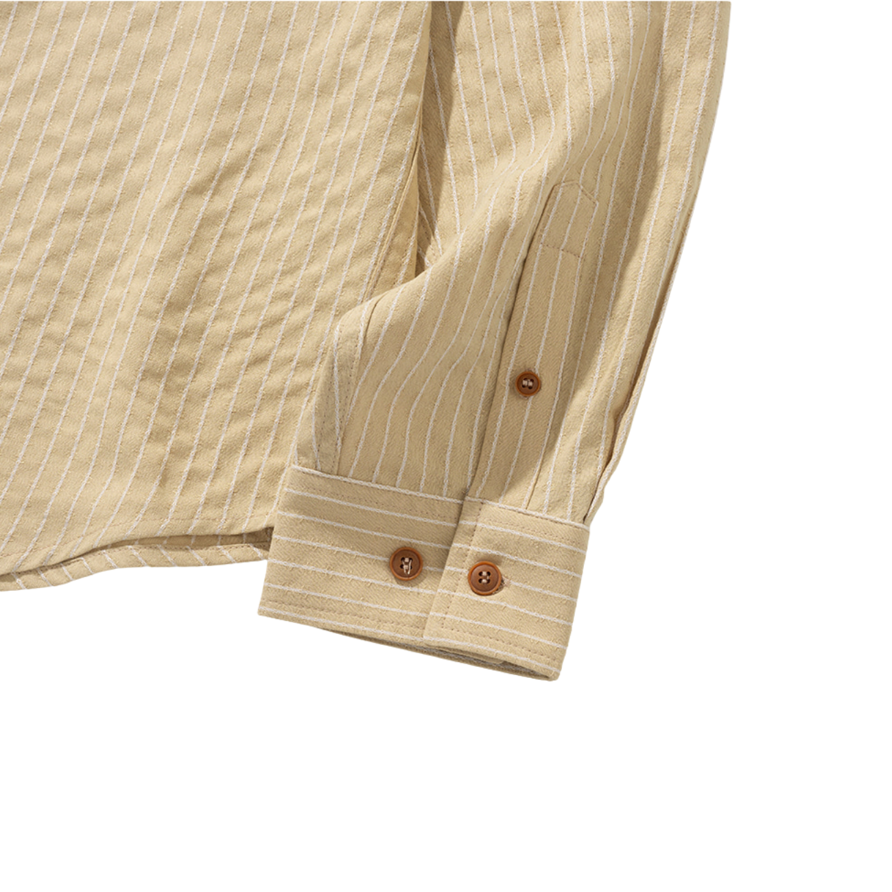 UNIFORM BRIDGE POCKET STRIPE SHIRTS - BEIGE