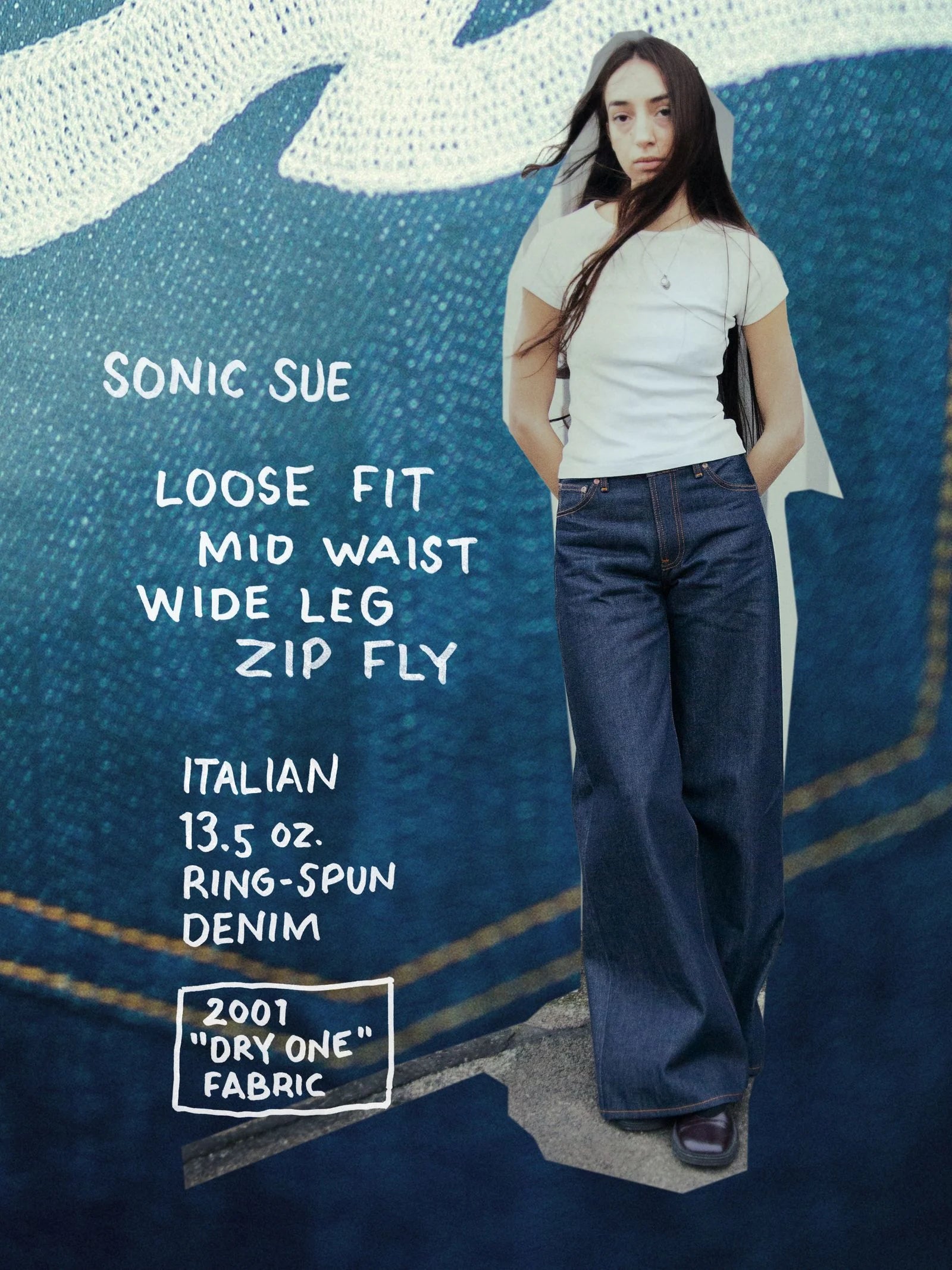 NUDIE JEANS SONIC SUE - DRY ECRU WAVES