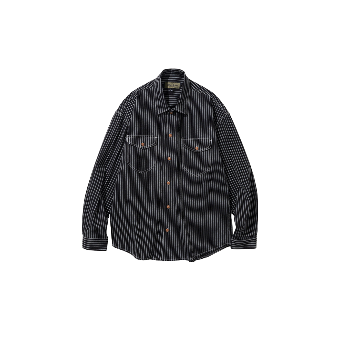 UNIFORM BRIDGE POCKET STRIPE SHIRTS - BLACK