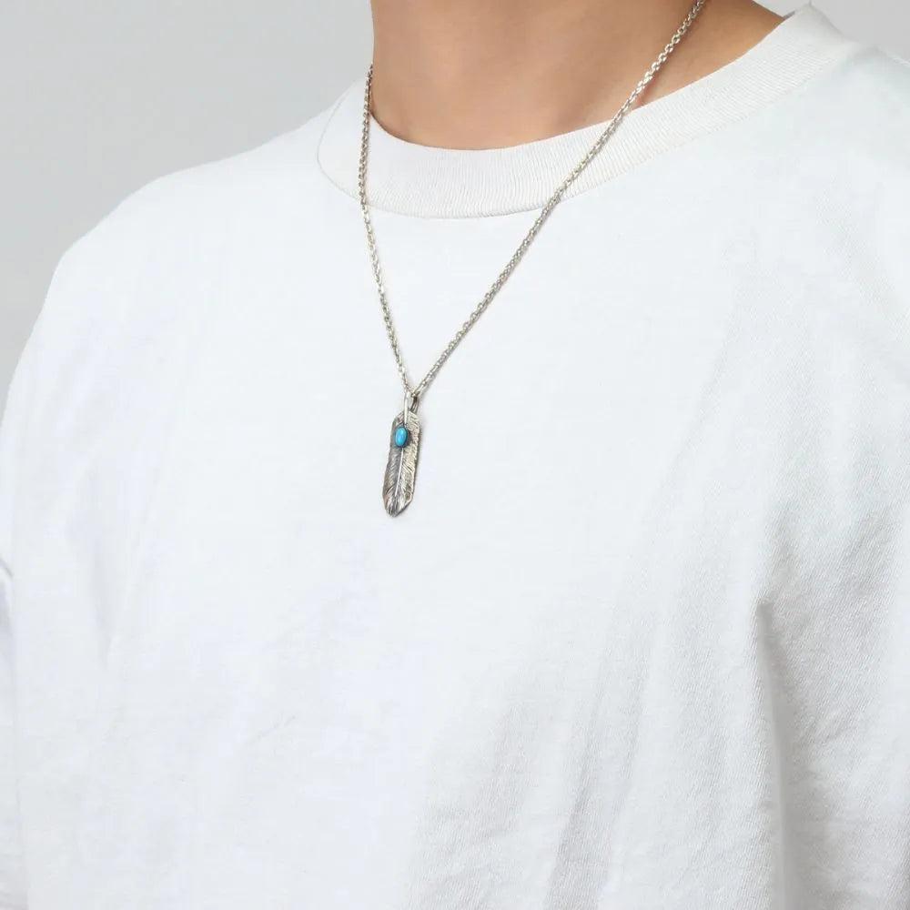 Saad Feather Turquoise Right Facing Pendant Small — view 4