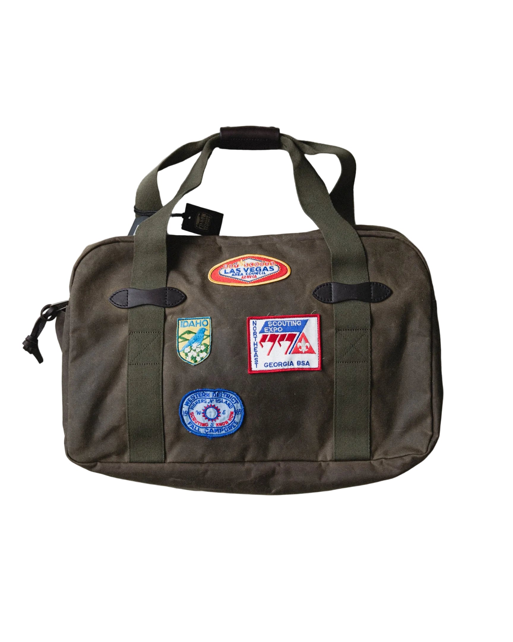 FILSON LIMITED EDITION MEDIUM TIN CLOTH DUFFLE BAG WITH PATCH - OTTER GREEN