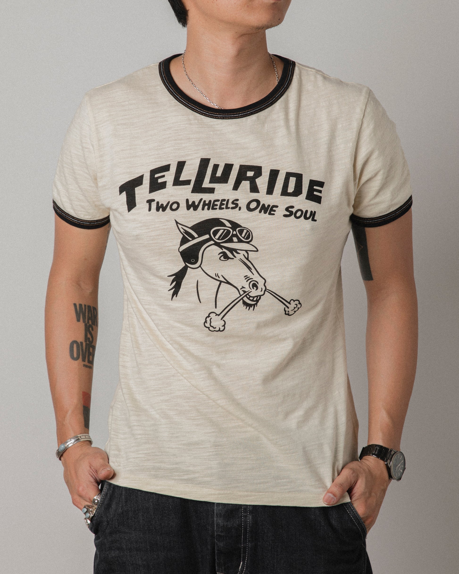 TELLURIDE - RINGER TEE RIDE FAST - WHITE/BLACK
