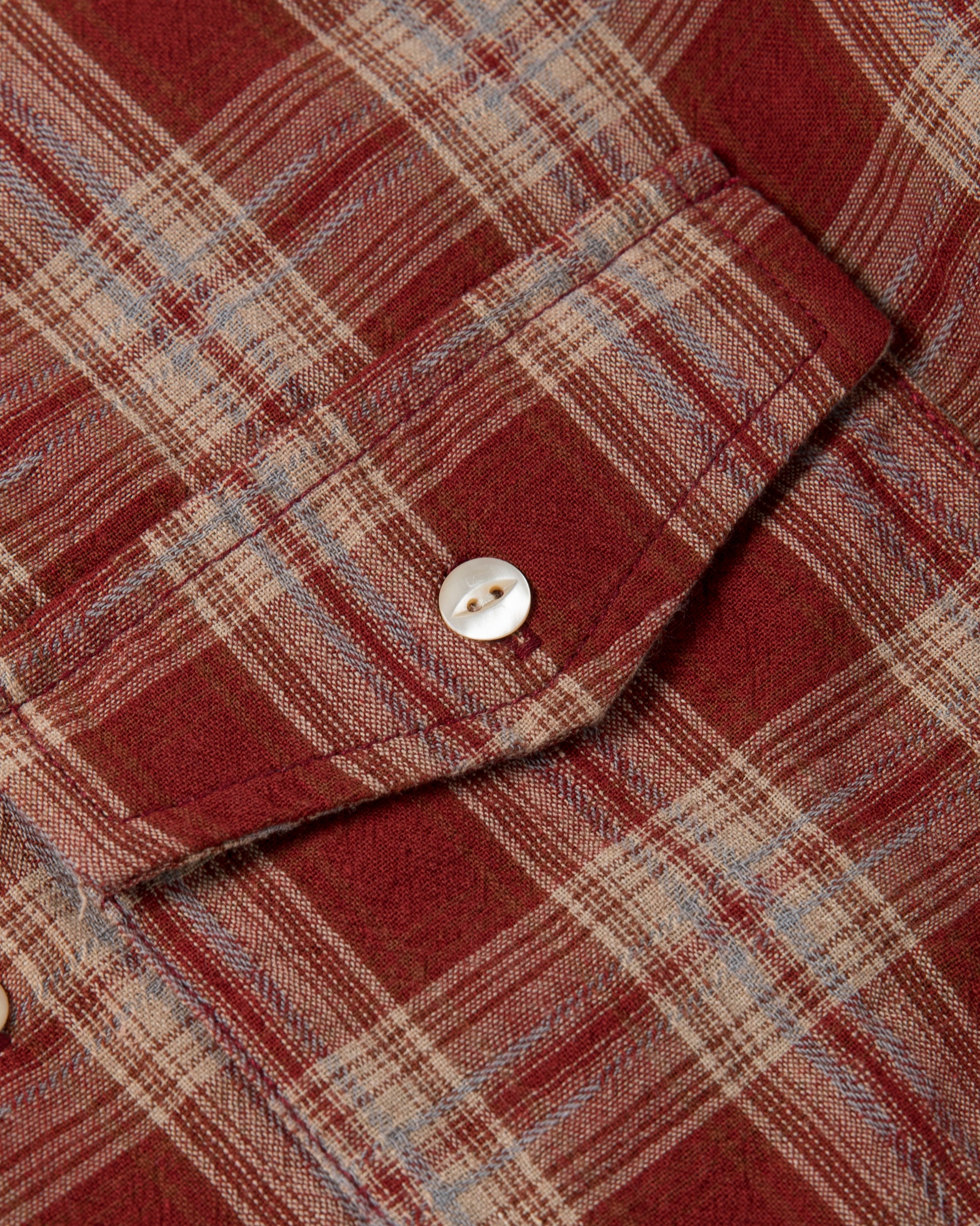 Telluride Drifter Check Flannel Cotton Dye Shirt — Terracotta — view 11