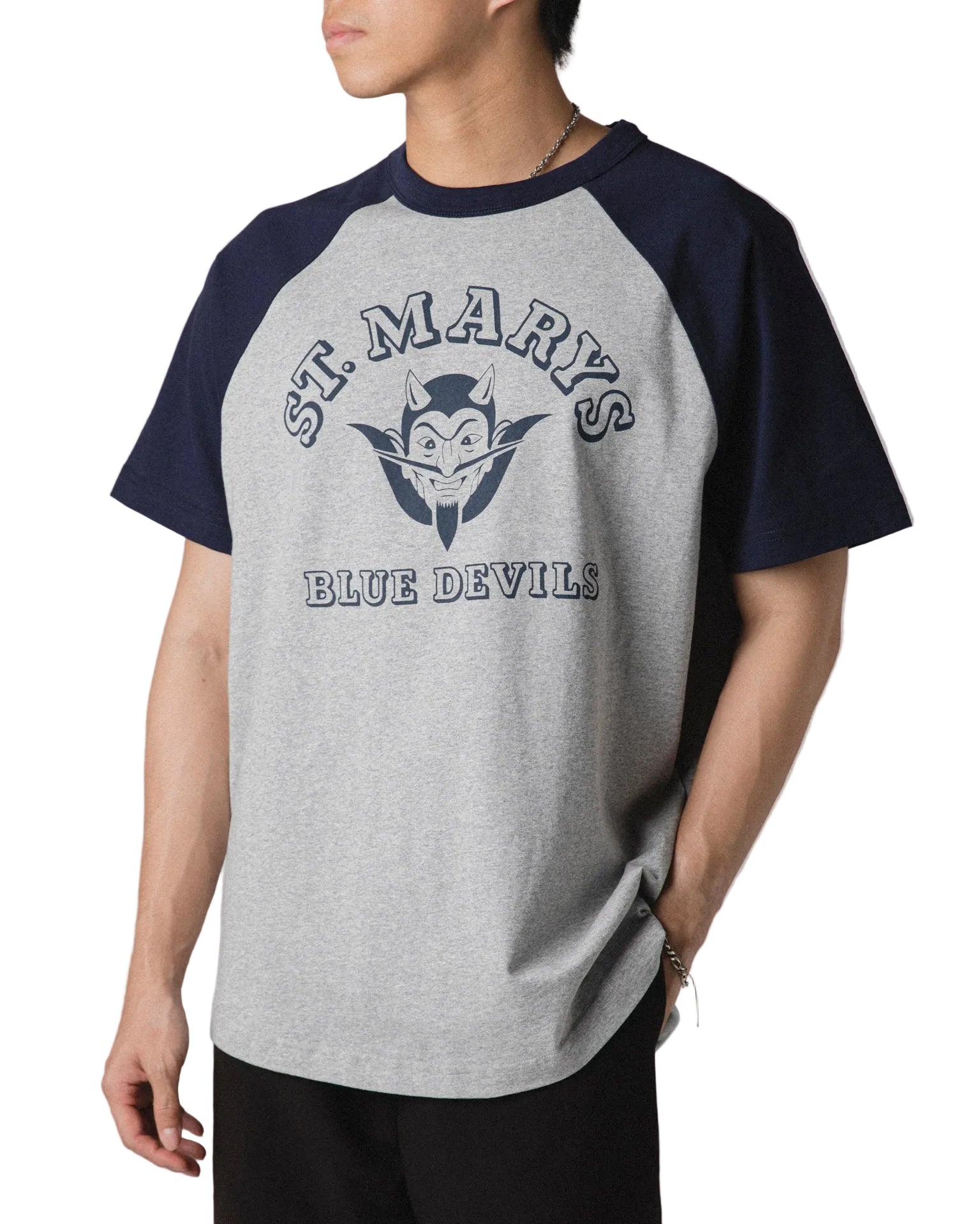 TELLURIDE SPINE RAGLAN TEE ST. MARY - GREY/NAVY