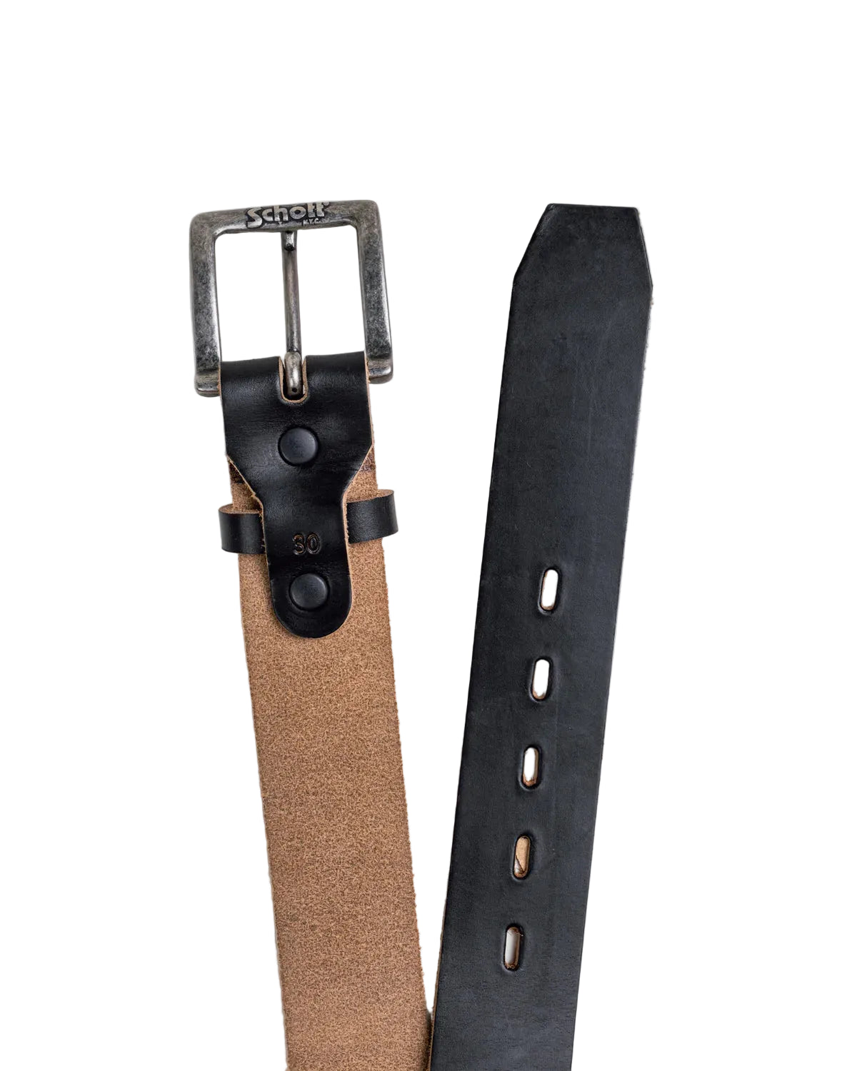 SCHOTT NYC BLT81 HORWEEN STEERHIDE BELT - BLACK