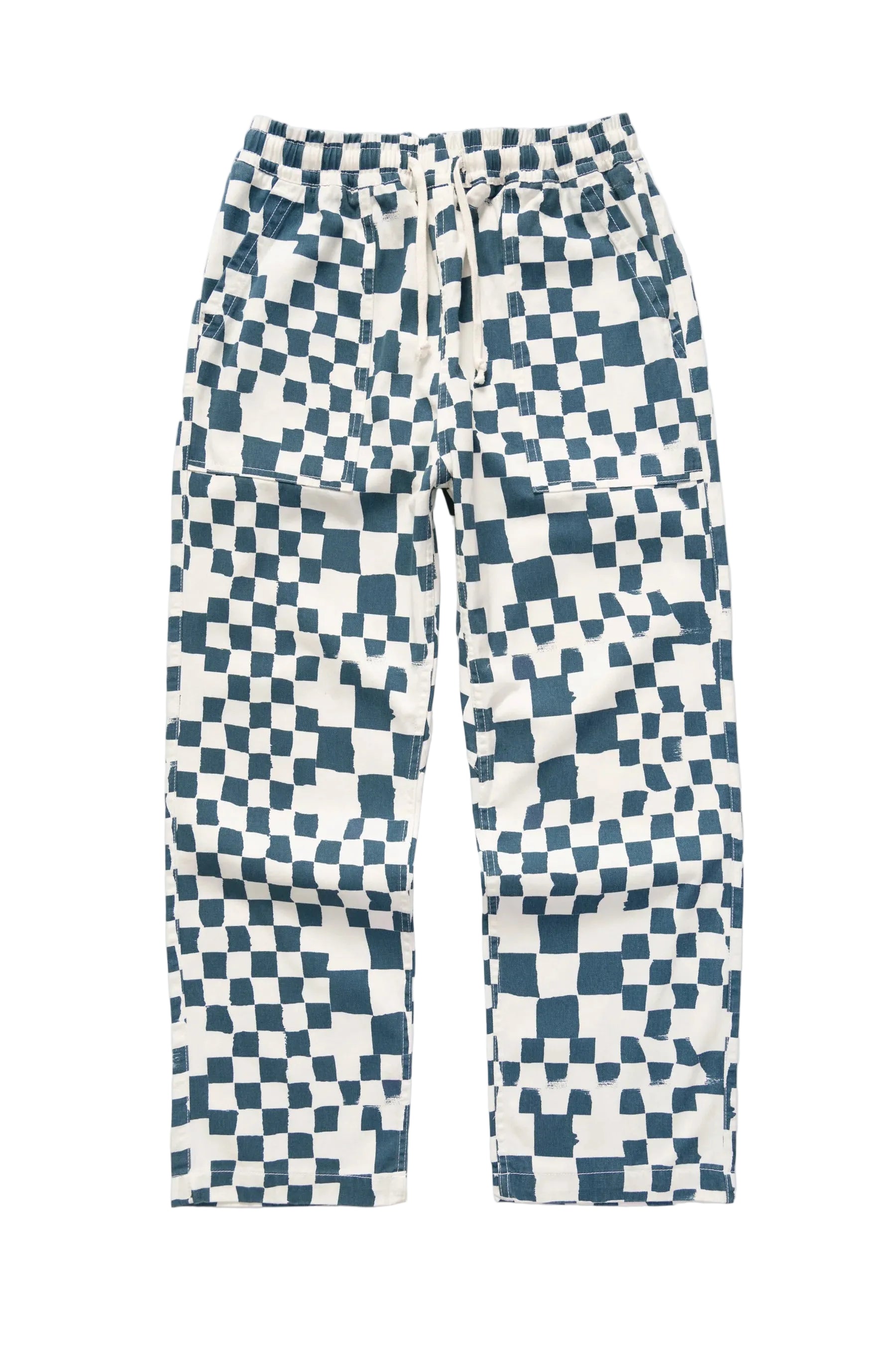 Service Works Drill Printed Chef Pant — Teal Checker — front view