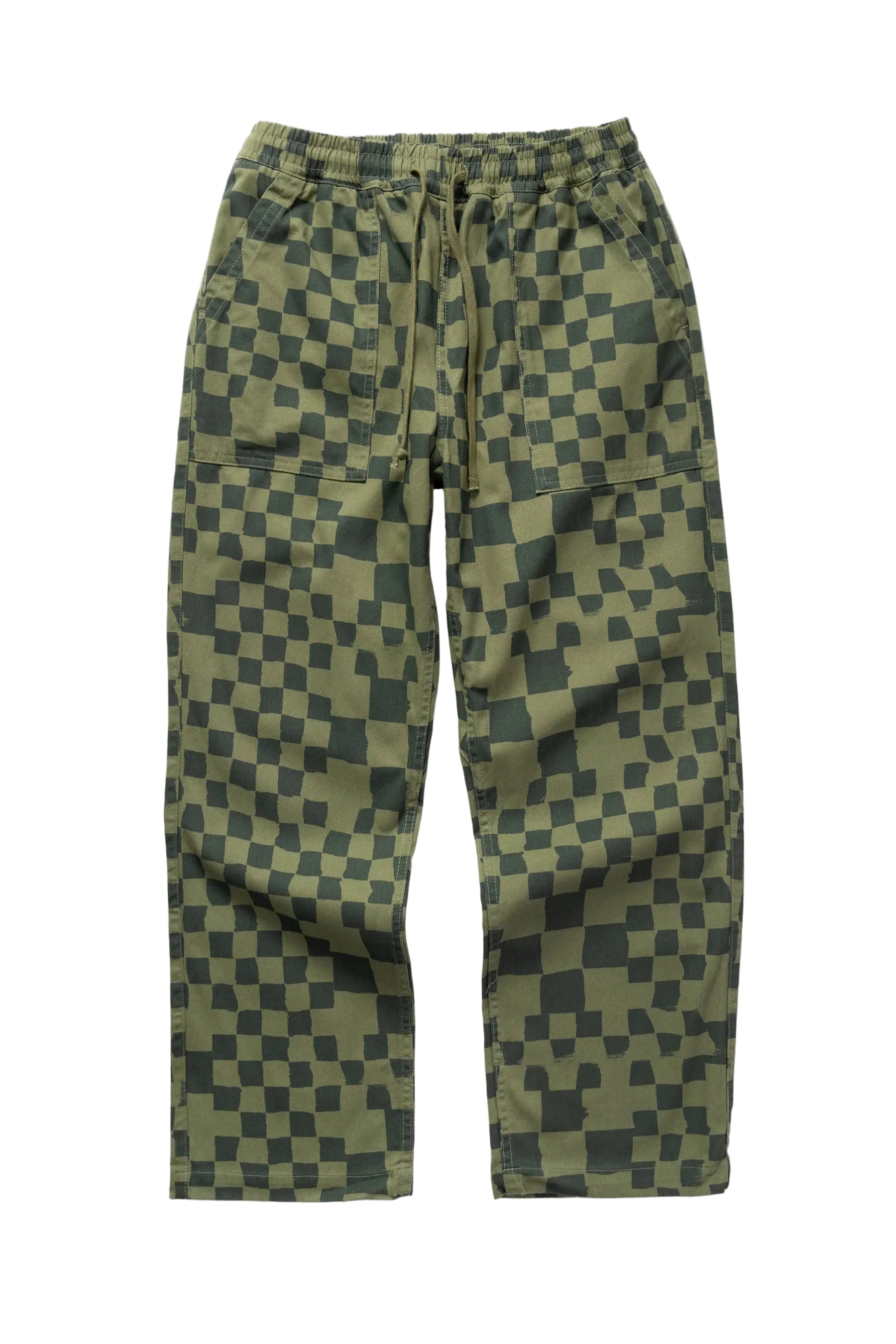 Service Works Drill Printed Chef Pant — Olive Checker — front view