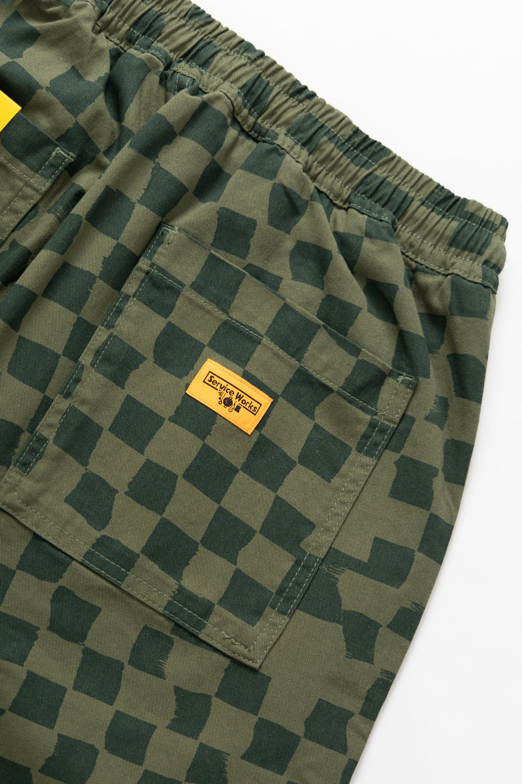 Service Works Drill Printed Chef Pant — Olive Checker — view 5