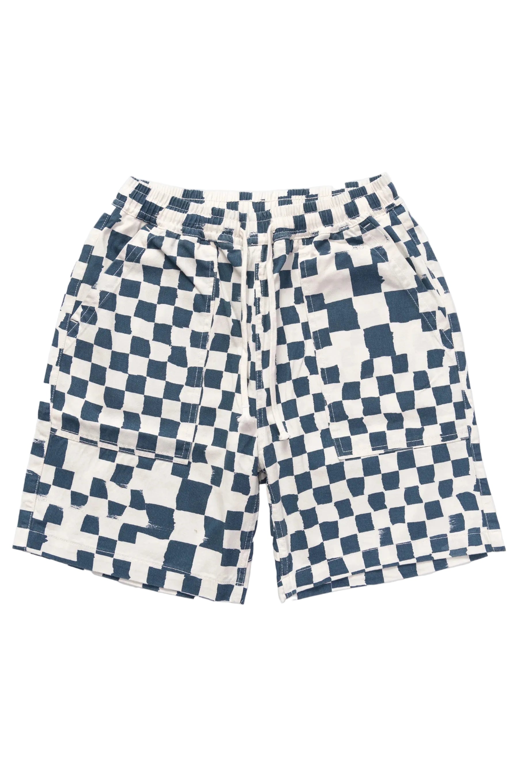 Service Works Drill Printed Chef Short — Teal Checker — front view