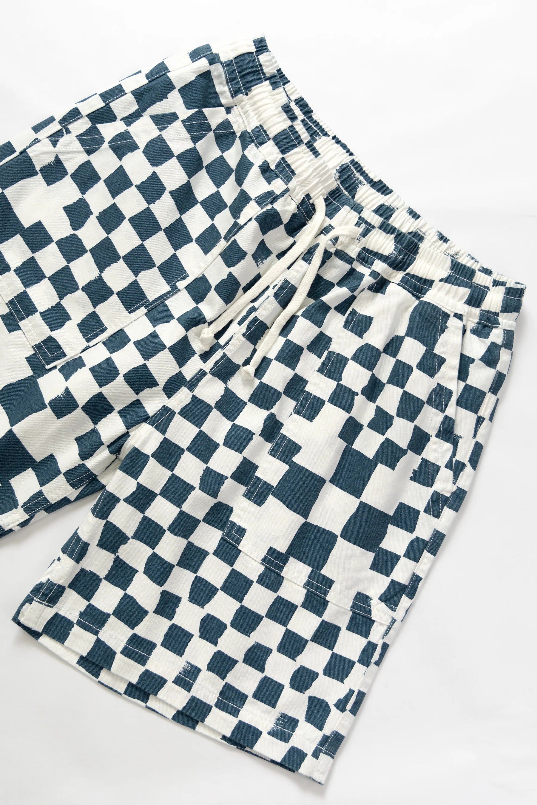 Service Works Drill Printed Chef Short — Teal Checker — view 5