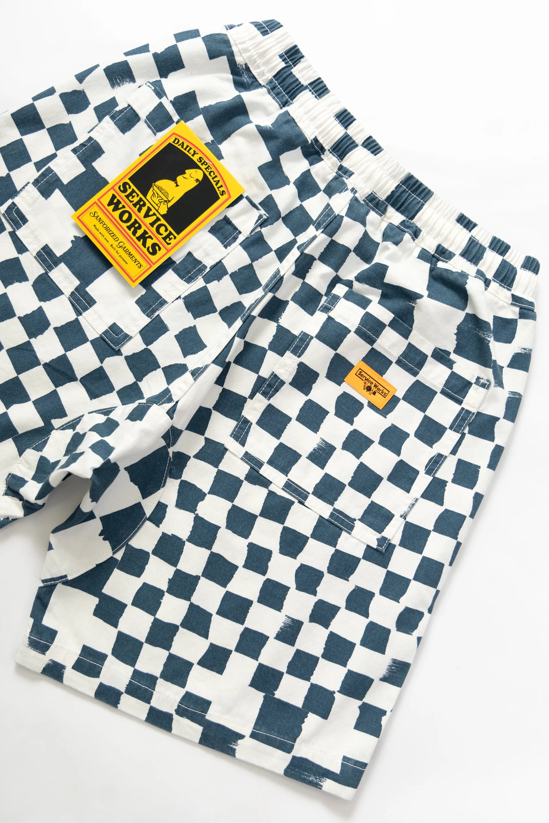 Service Works Drill Printed Chef Short — Teal Checker — view 6