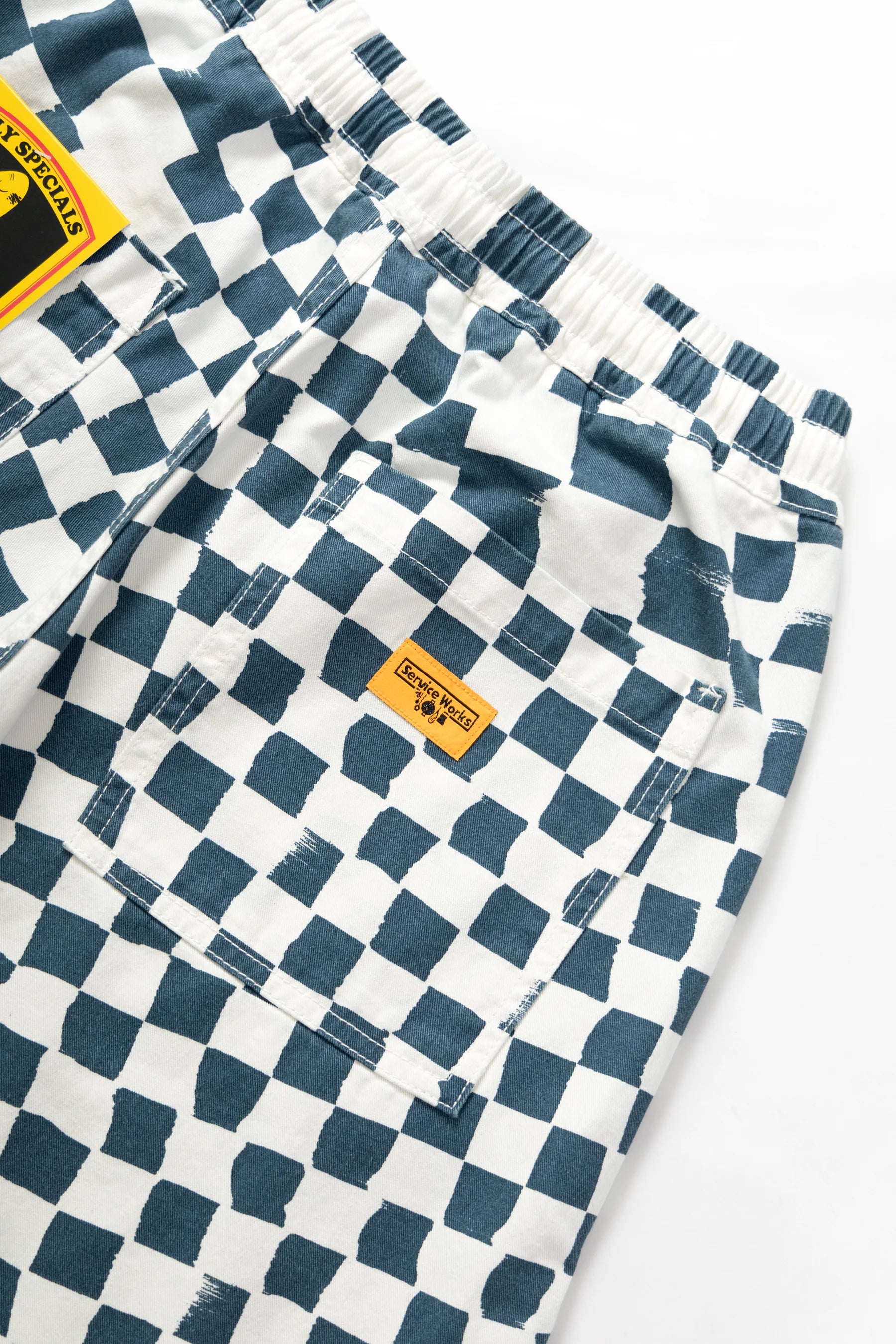 Service Works Drill Printed Chef Short — Teal Checker — view 4
