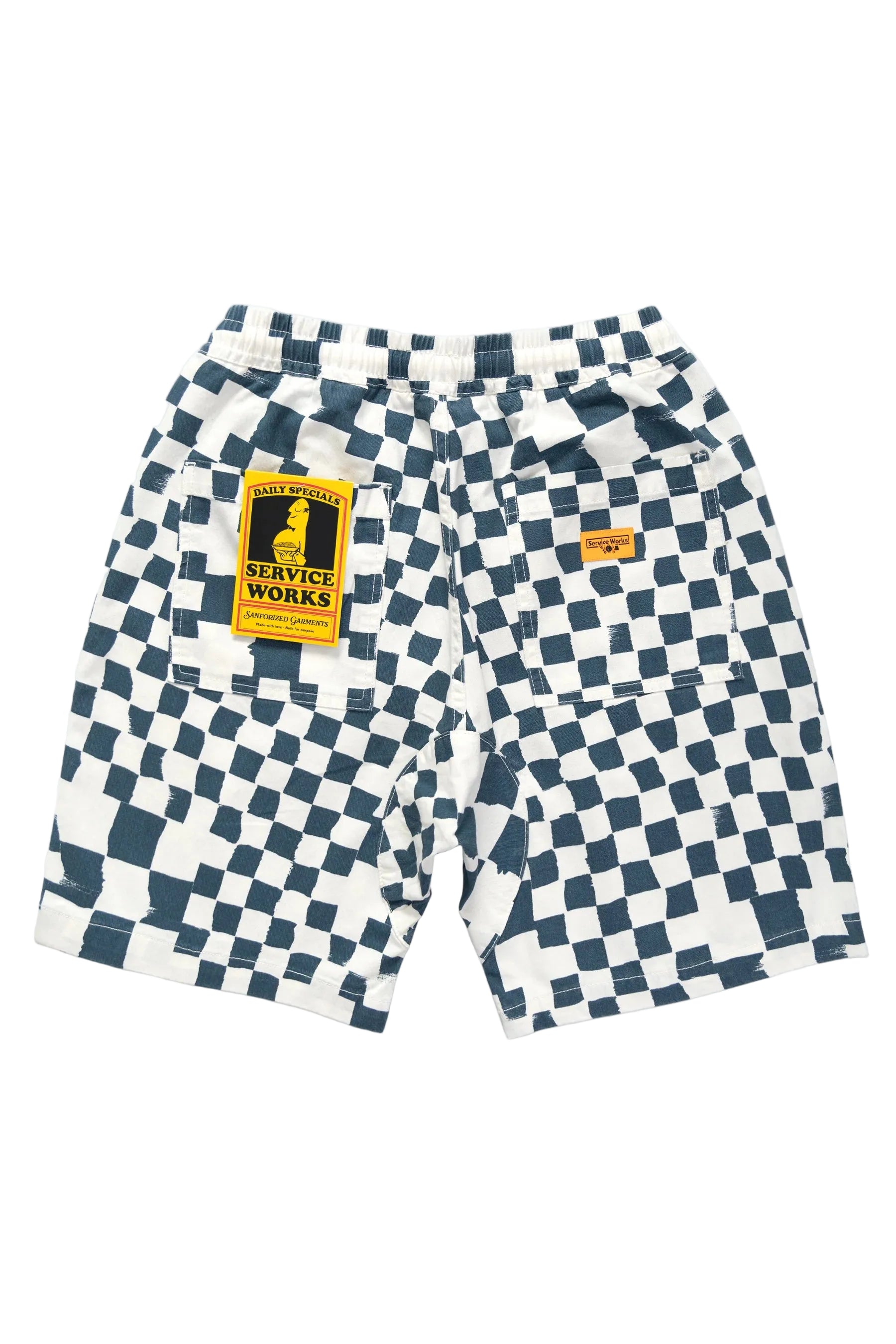 Service Works Drill Printed Chef Short — Teal Checker — view 2