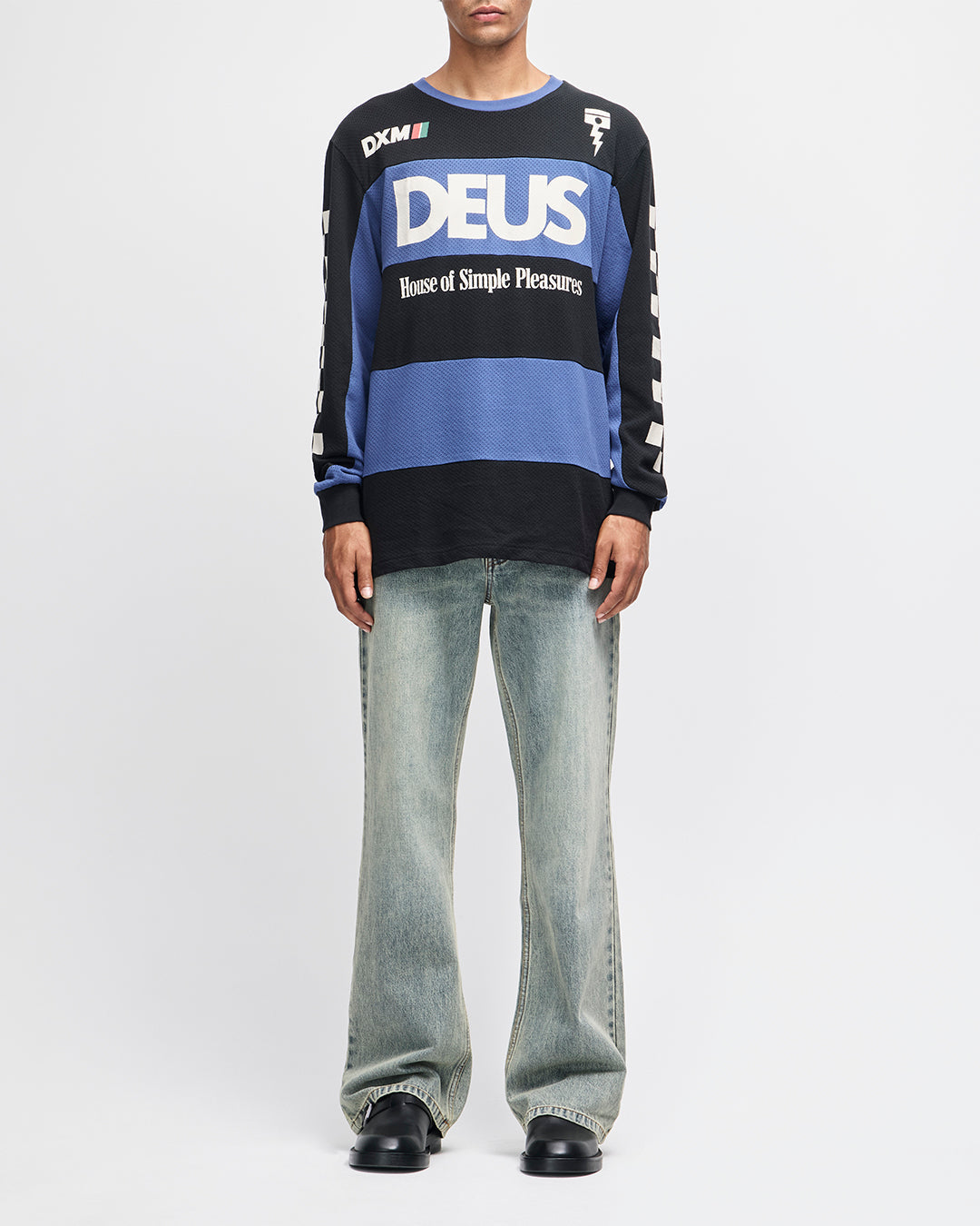 DEUS EX MACHINA VILANDER MOTO JERSEY - MECHANIC BLUE COMBO
