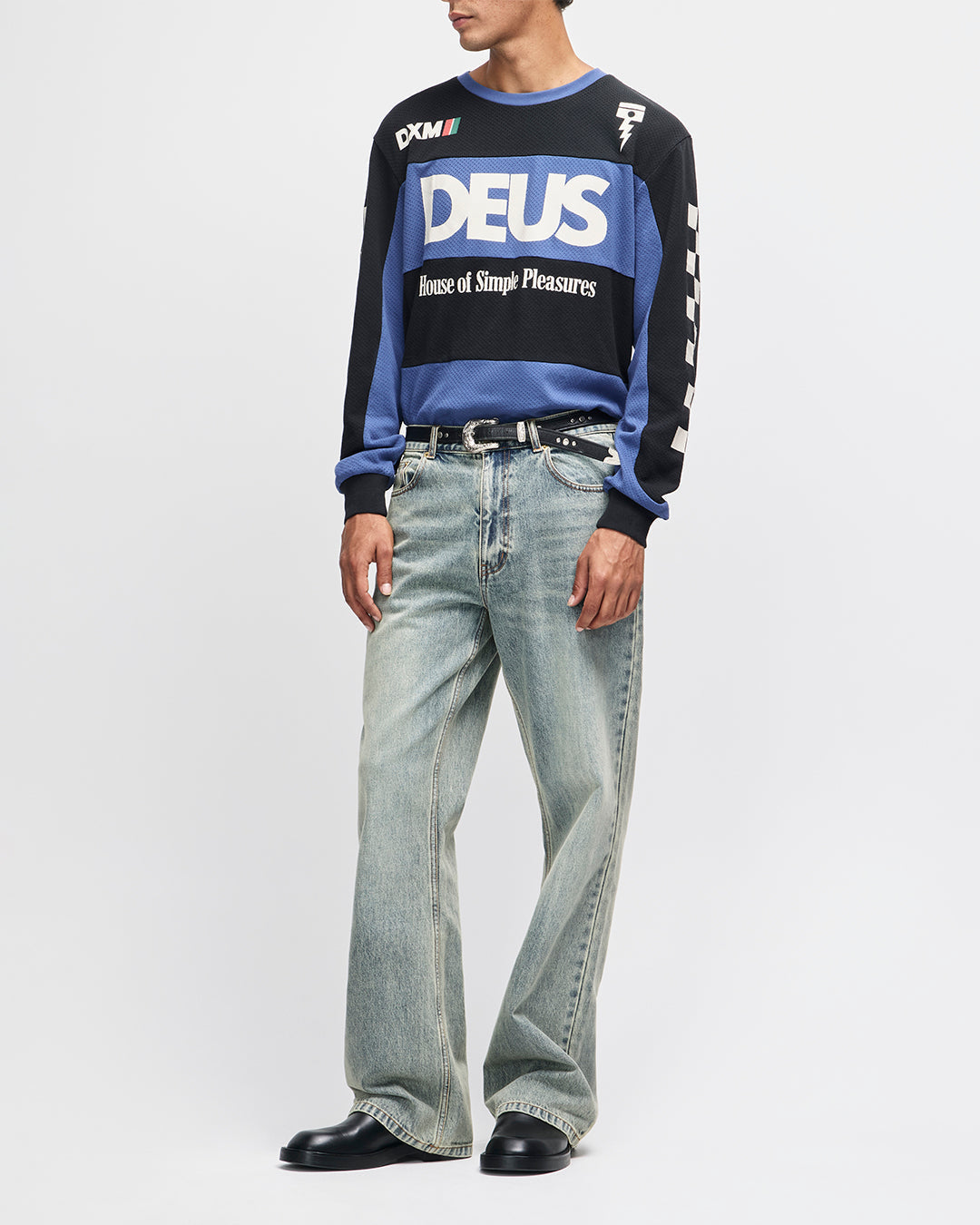 DEUS EX MACHINA VILANDER MOTO JERSEY - MECHANIC BLUE COMBO