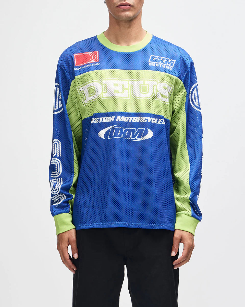 DEUS EX MACHINA STEP OUT MOTO JERSEY - BLUE