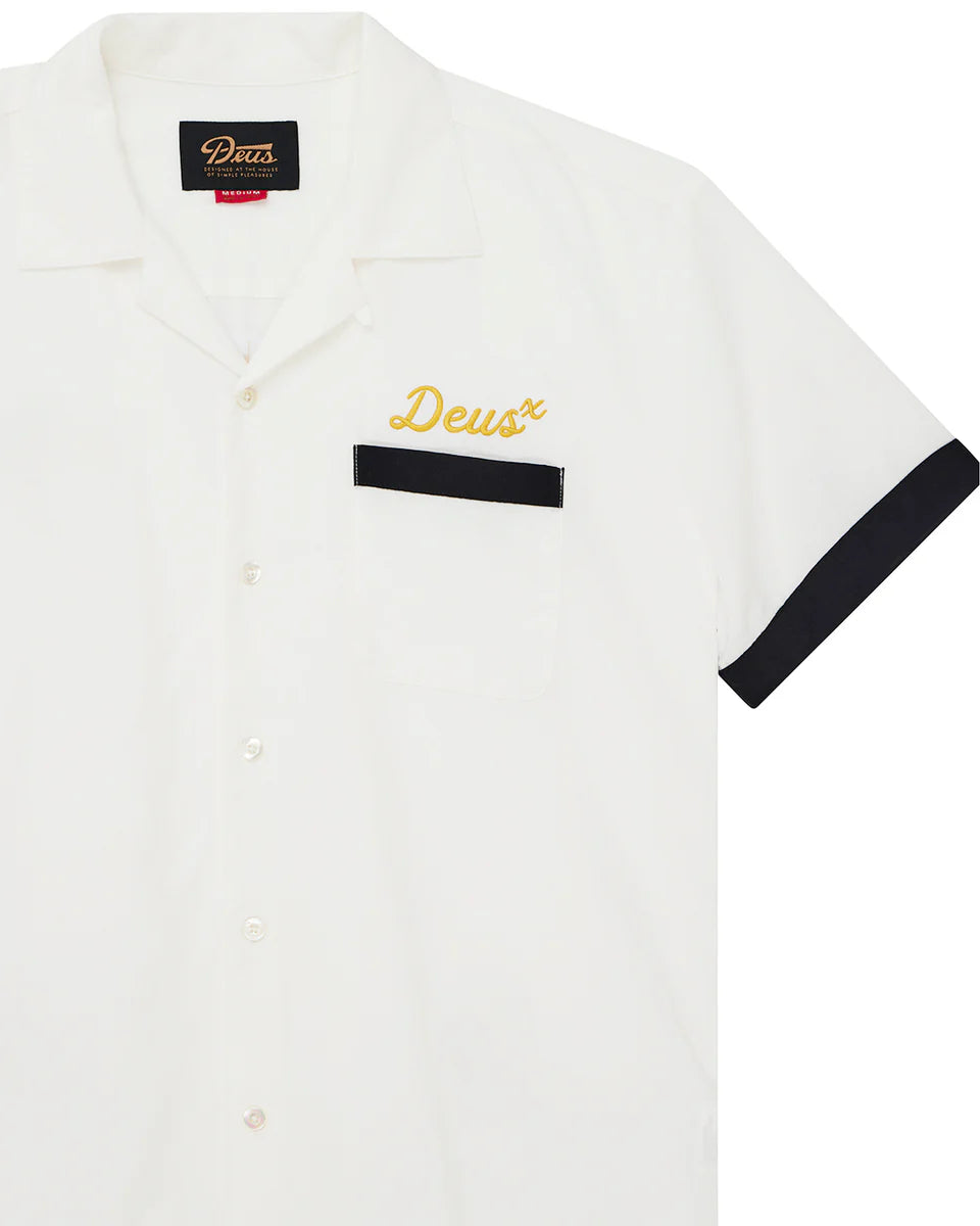DEUS EX MACHINA HISSSTERICAL BOWLING SHIRT - VINTAGE WHITE