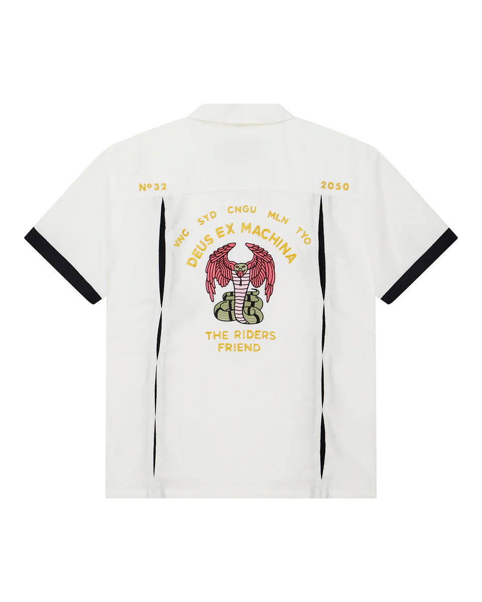 DEUS EX MACHINA HISSSTERICAL BOWLING SHIRT - VINTAGE WHITE