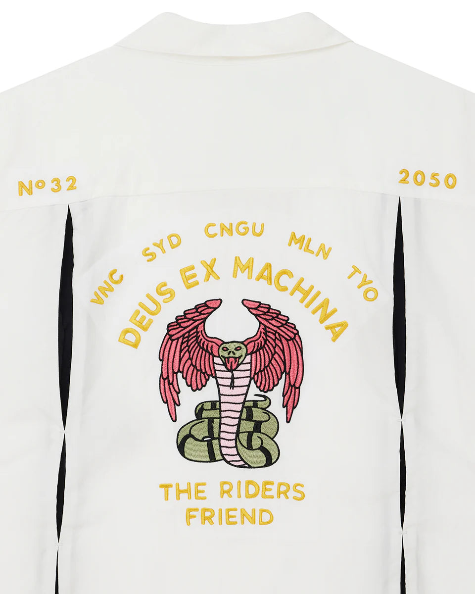 DEUS EX MACHINA HISSSTERICAL BOWLING SHIRT - VINTAGE WHITE
