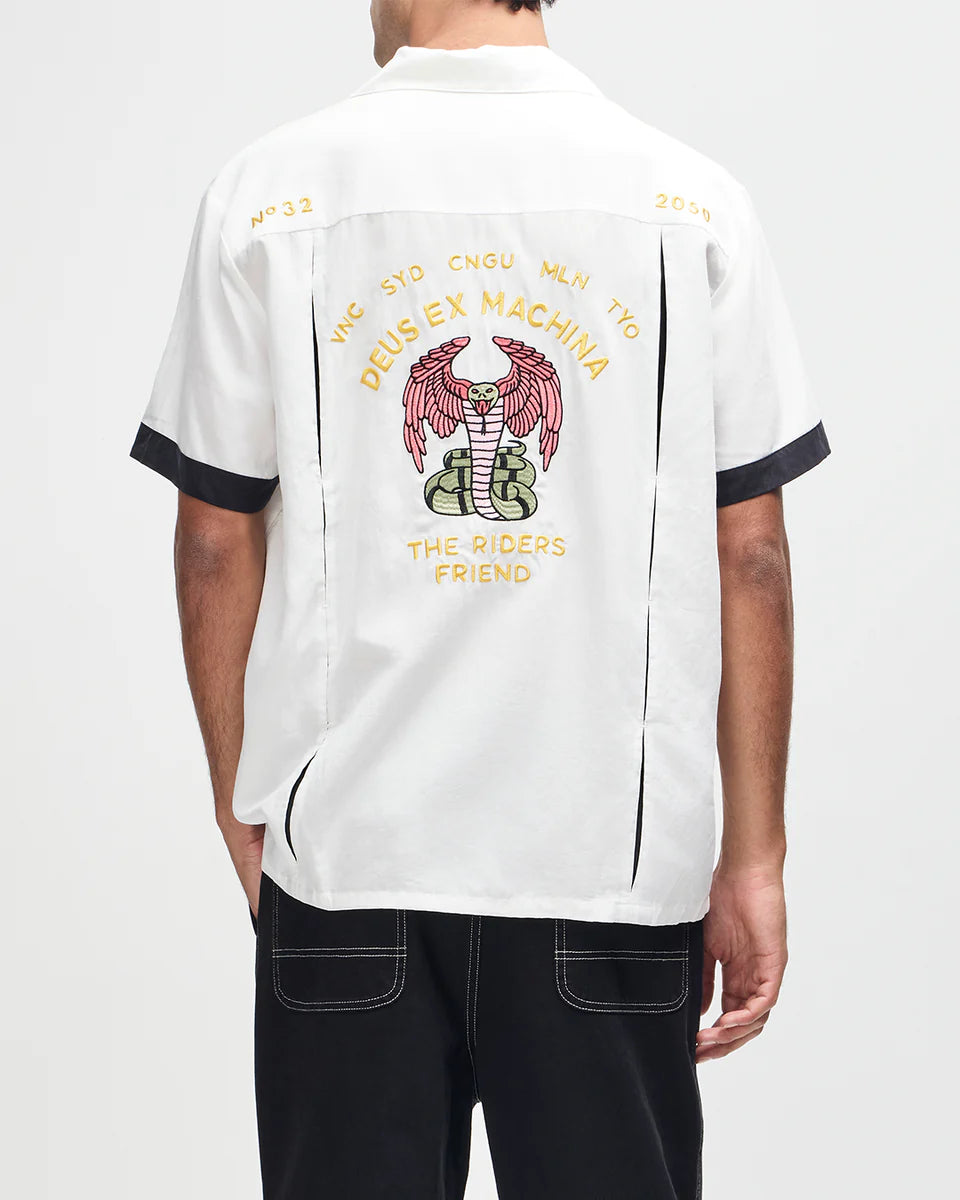 DEUS EX MACHINA HISSSTERICAL BOWLING SHIRT - VINTAGE WHITE