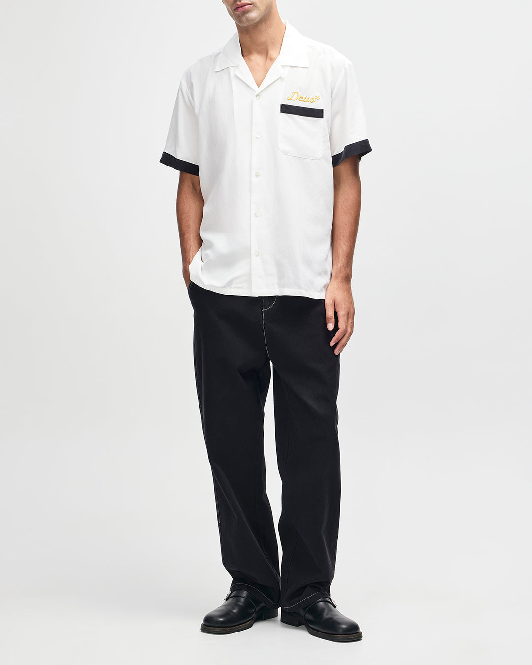 DEUS EX MACHINA Hisssterical Bowling Shirt - Vintage White