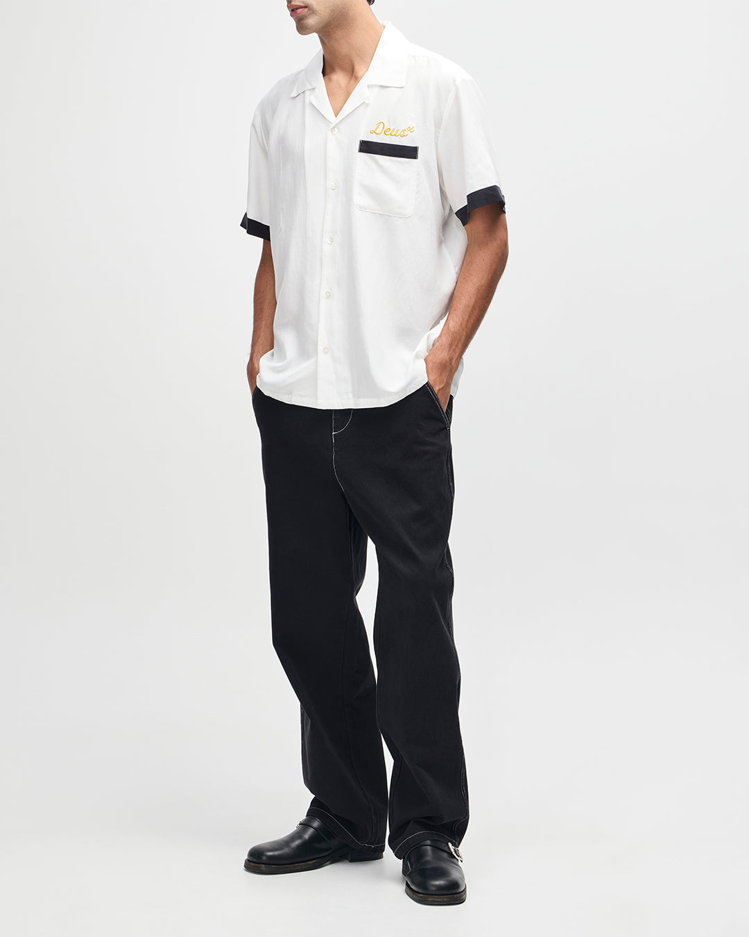 DEUS EX MACHINA Hisssterical Bowling Shirt - Vintage White