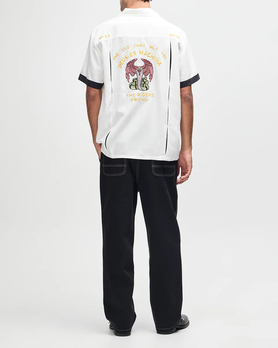 DEUS EX MACHINA HISSSTERICAL BOWLING SHIRT - VINTAGE WHITE