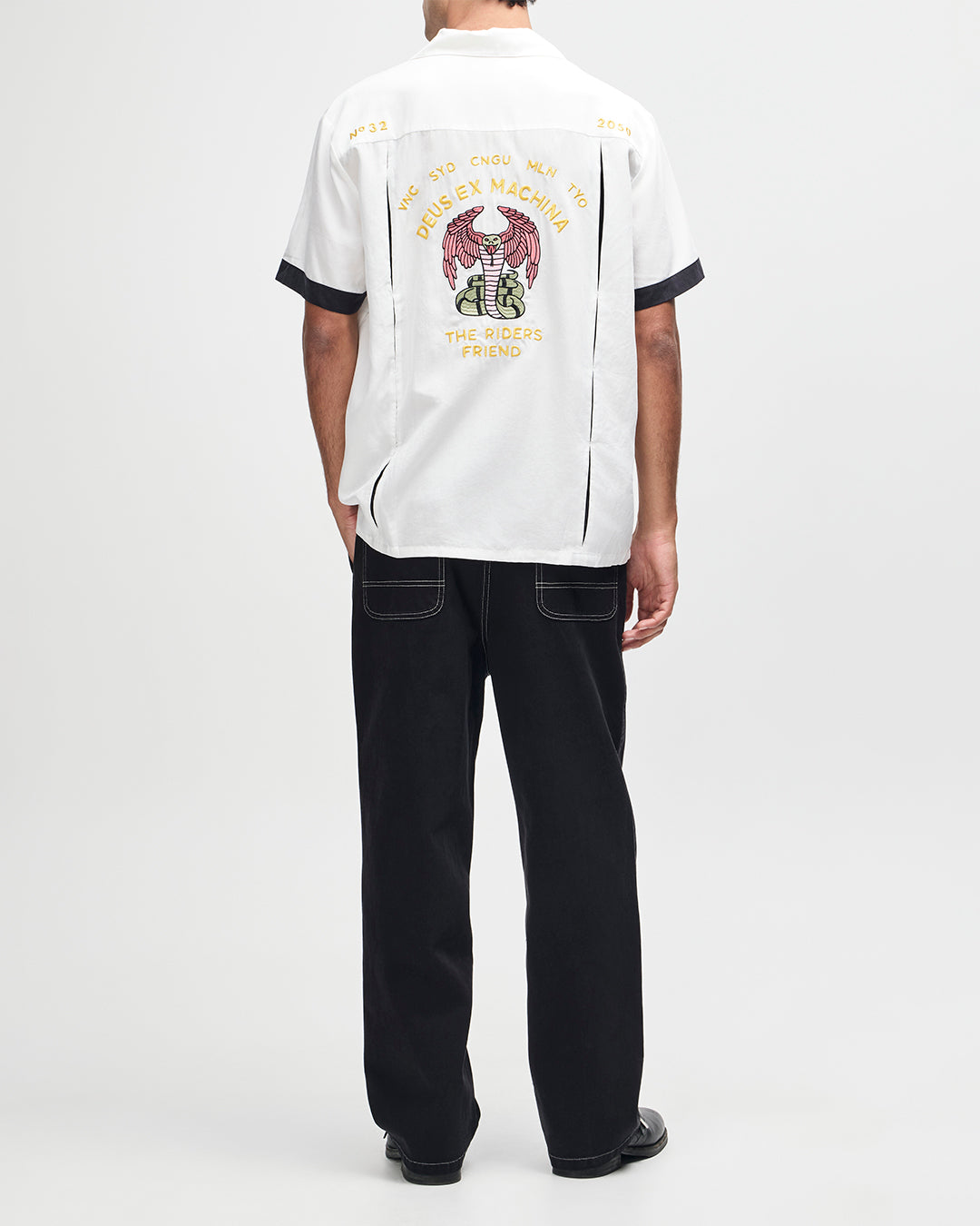 DEUS EX MACHINA Hisssterical Bowling Shirt - Vintage White