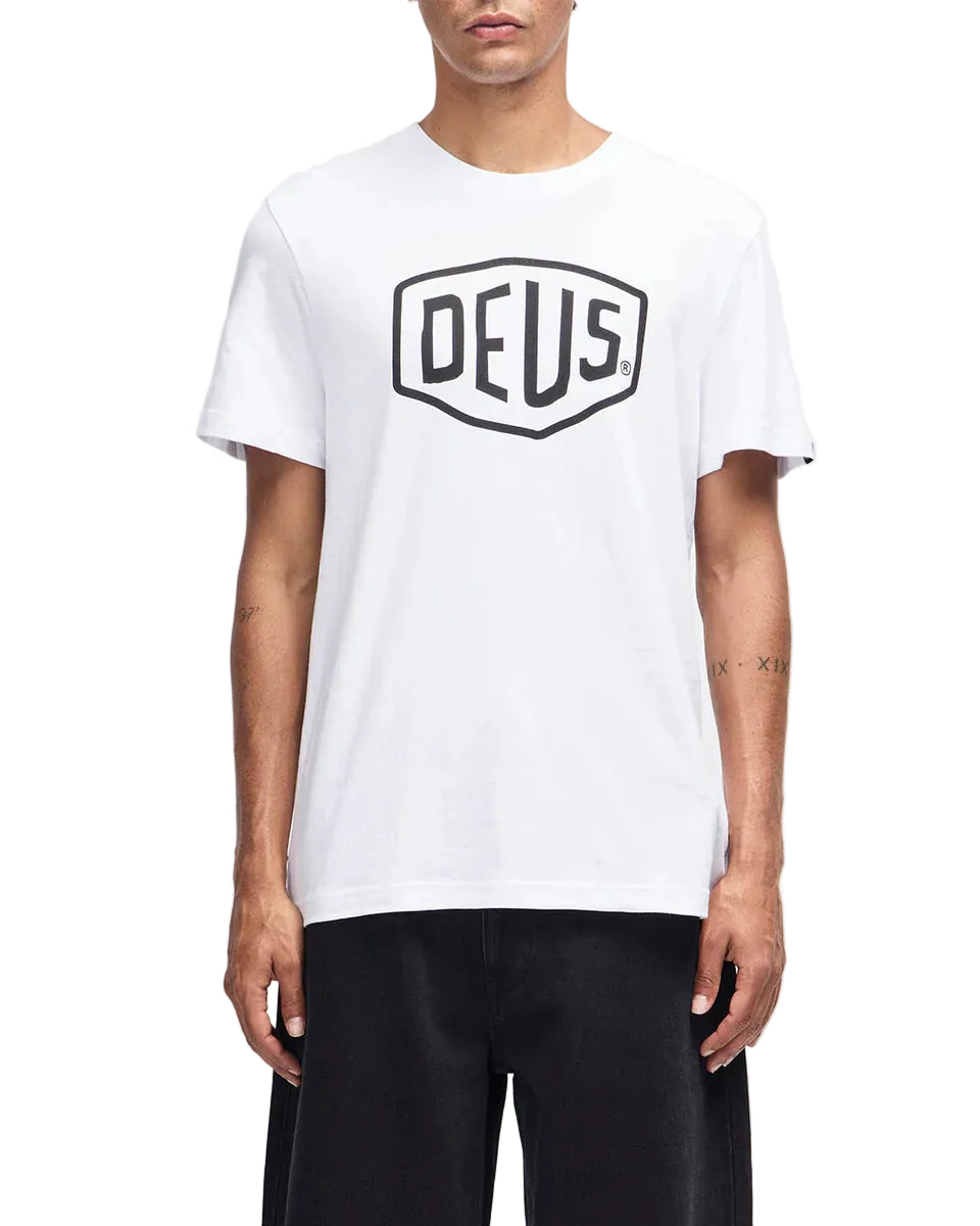 Deus Ex Machina Shield Tee — White — front view
