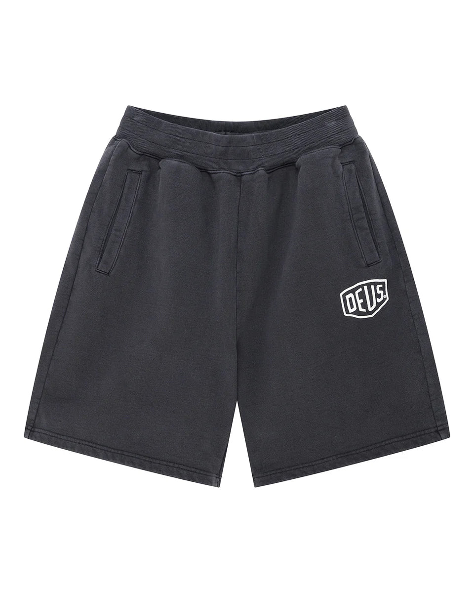 DEUS EX MACHINA SHIELD GARMENT DYED TRACK SHORT - BLACK