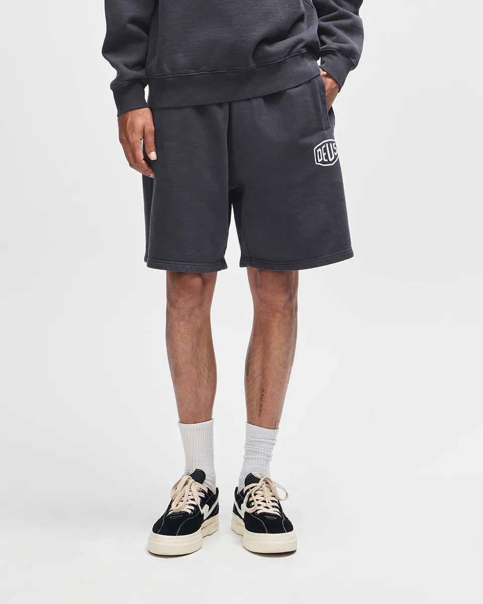 DEUS EX MACHINA SHIELD GARMENT DYED TRACK SHORT - BLACK