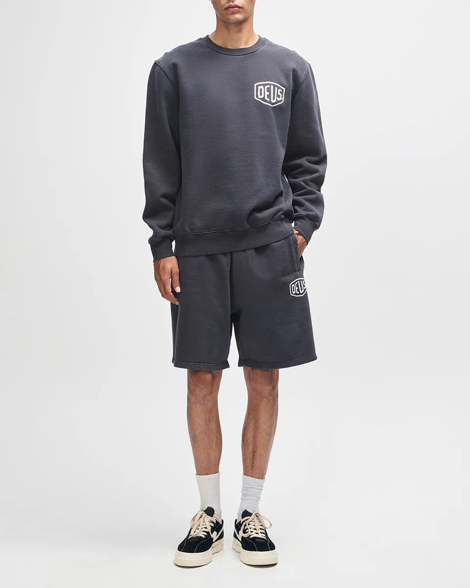 DEUS EX MACHINA SHIELD GARMENT DYED TRACK SHORT - BLACK
