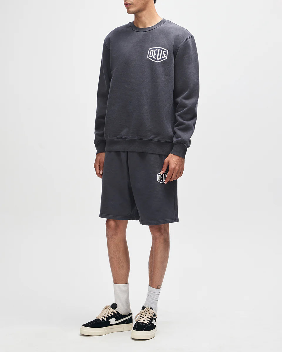 DEUS EX MACHINA SHIELD GARMENT DYED TRACK SHORT - BLACK