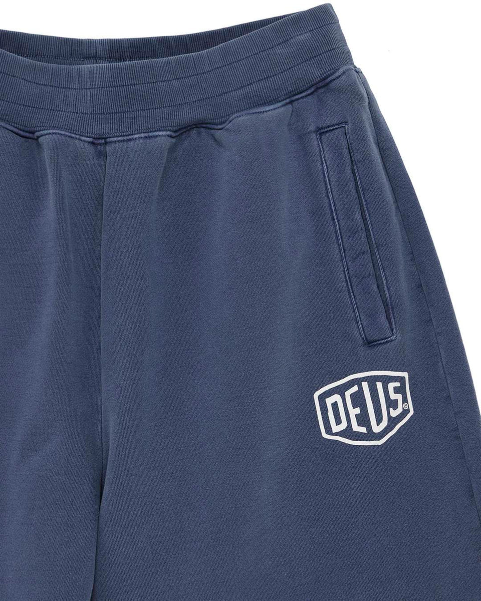 DEUS EX MACHINA SHIELD GARMENT DYED TRACK SHORT - MECHANIC BLUE