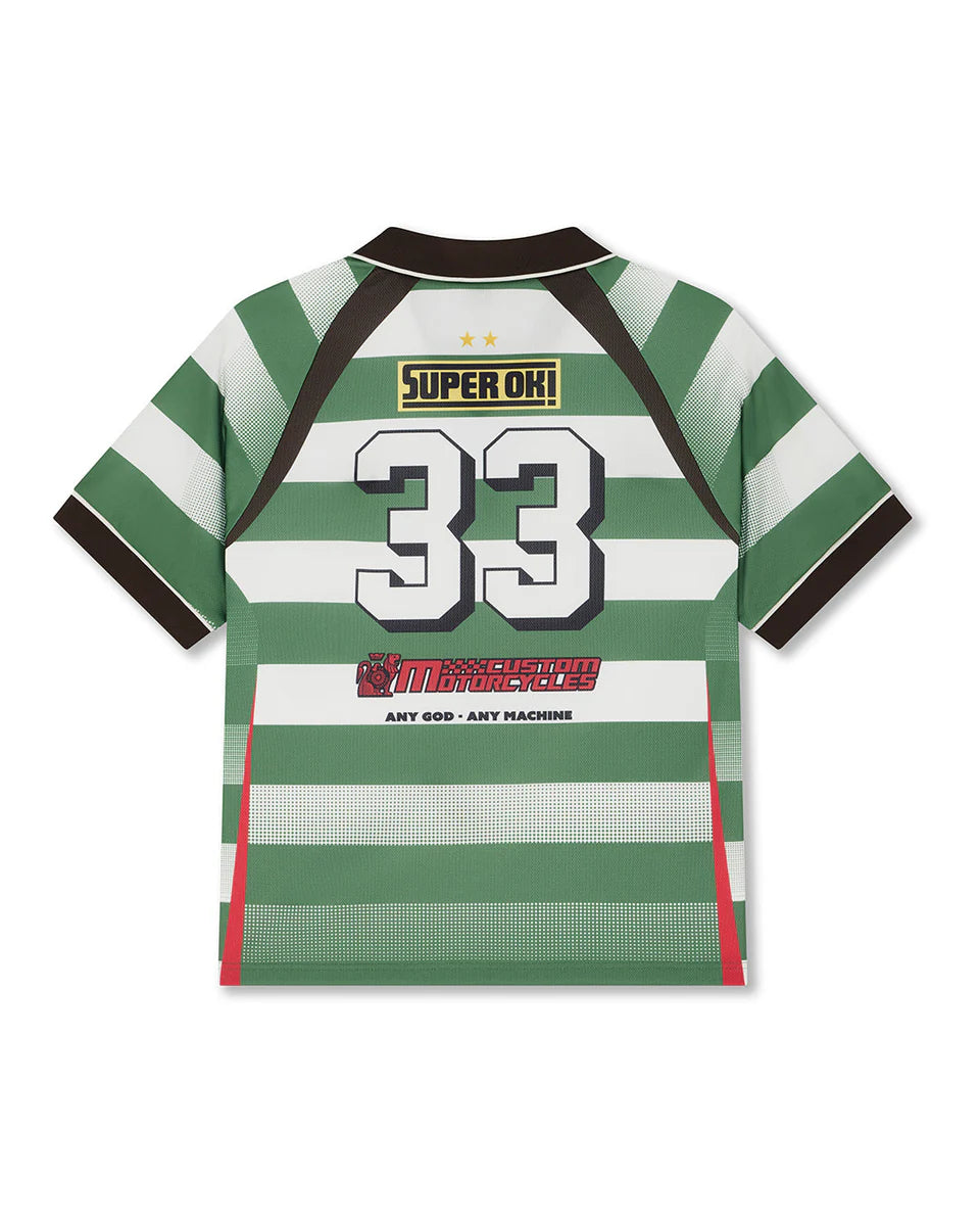DEUS EX MACHINA STRIPE SS MOTO JERSEY - GREEN