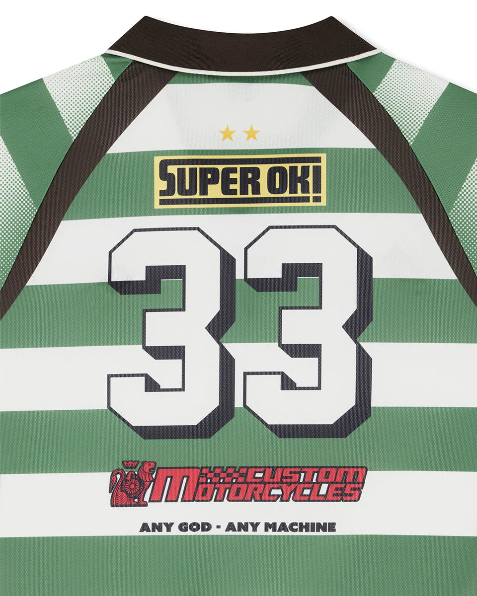 DEUS EX MACHINA STRIPE SS MOTO JERSEY - GREEN